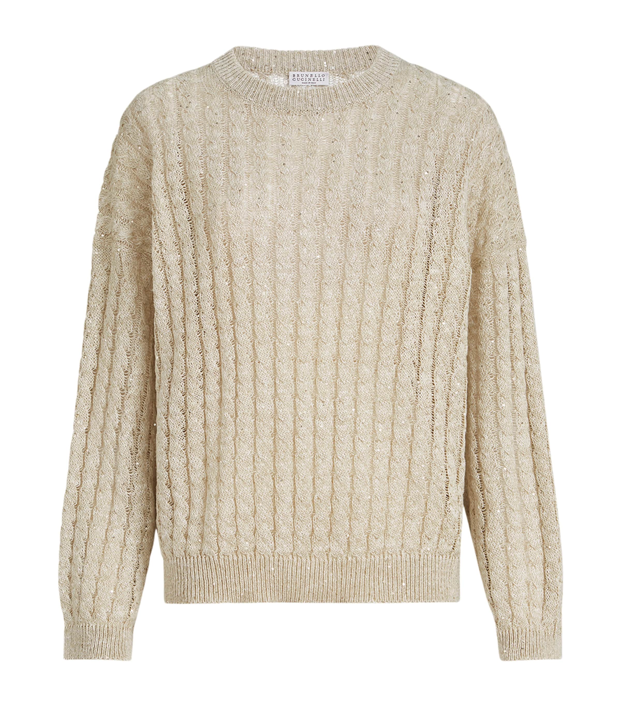Linen-Blend Sparkling Sweater