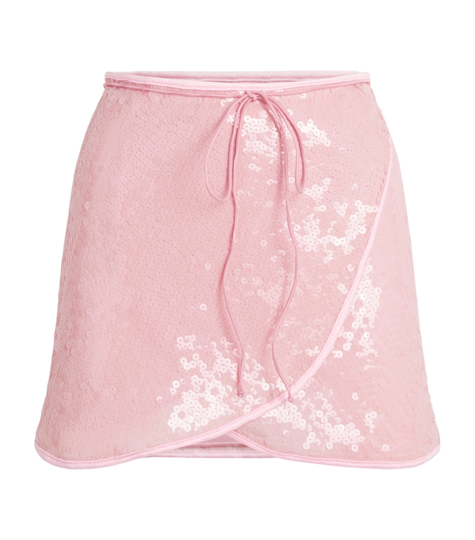 Oséree Womens Sequinned Marilyn Mini Skirt Bubble Pink