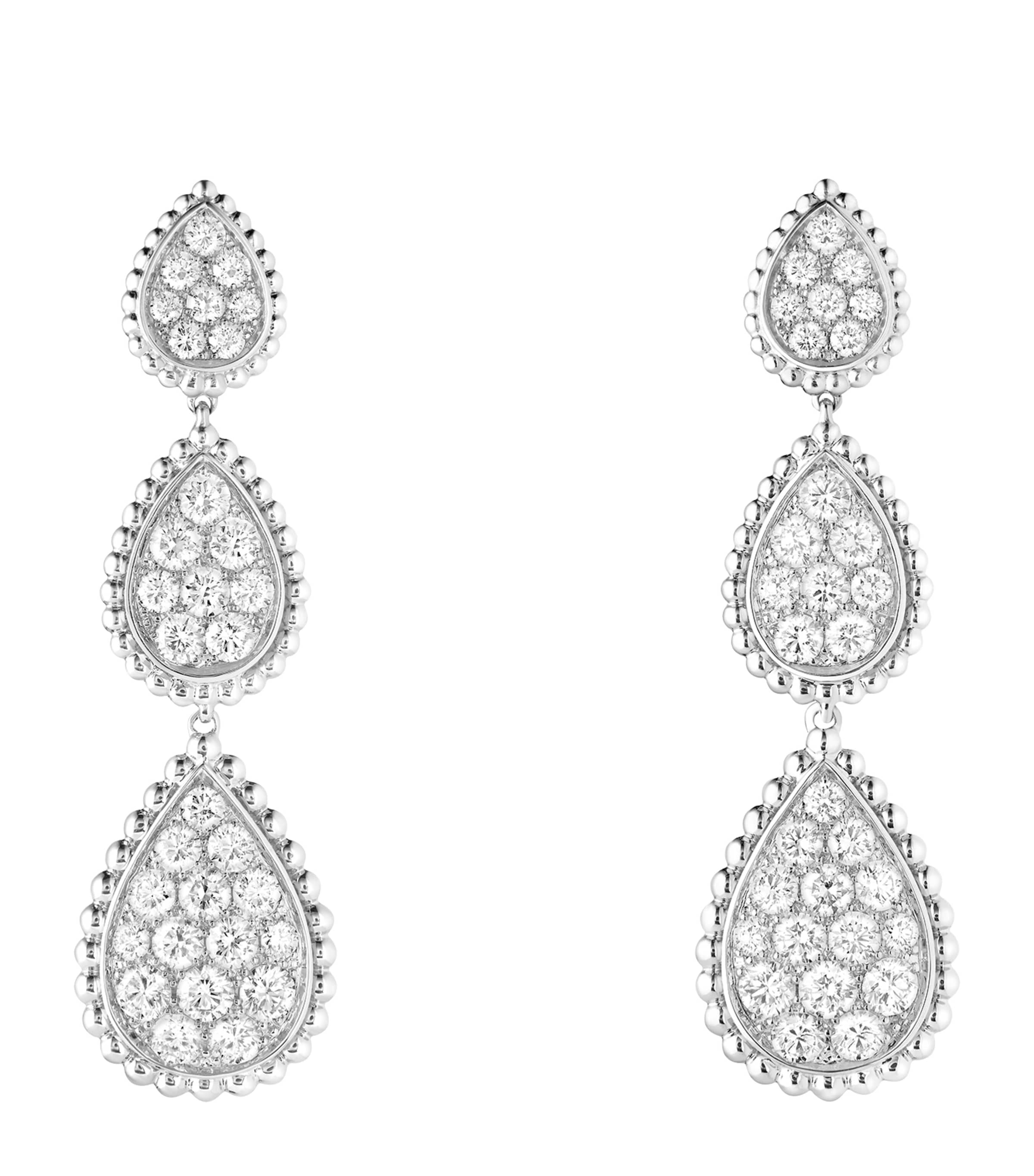 Boucheron White Gold and Diamond Serpent Bohème Pendant Earrings White Gold