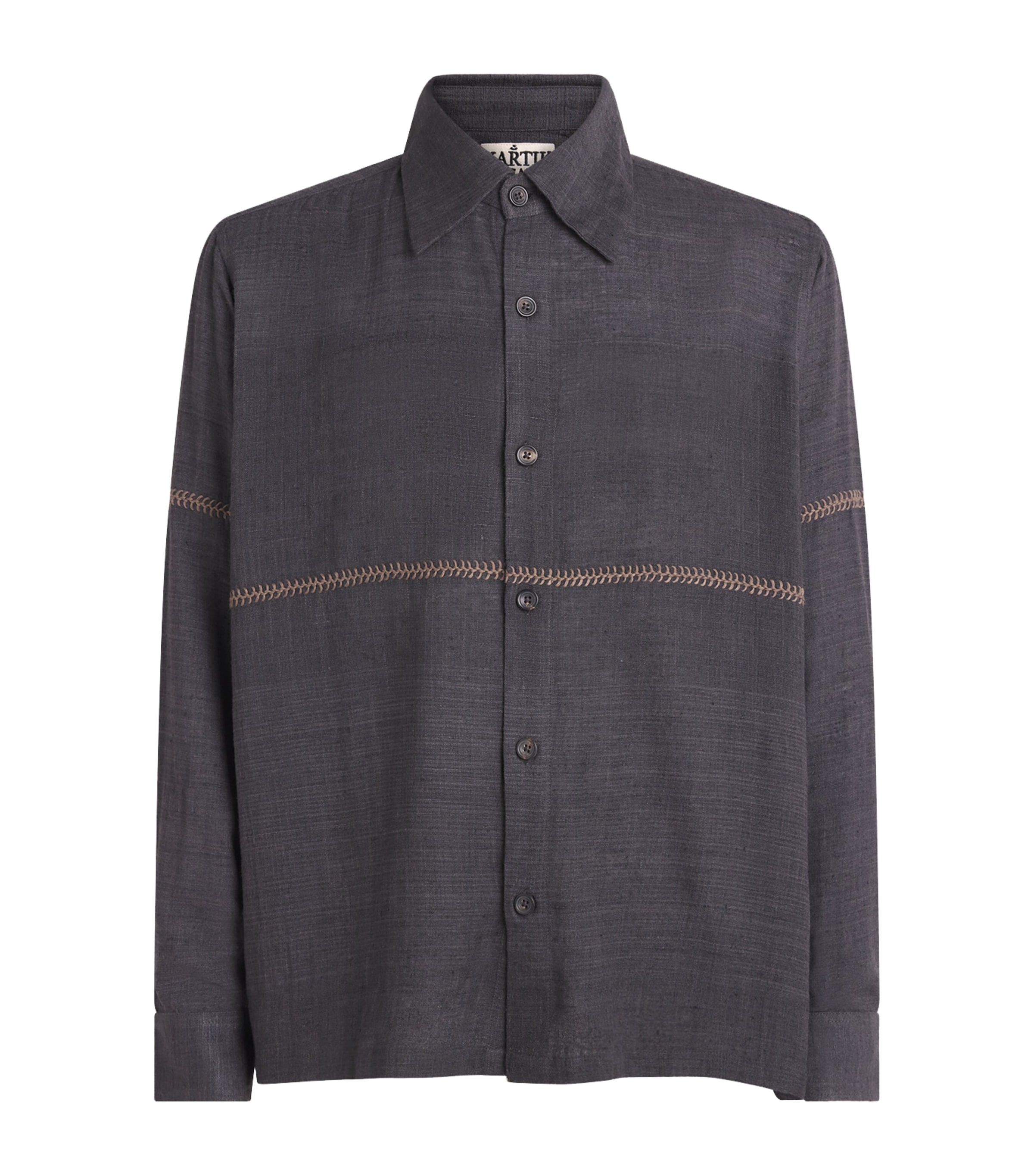 Kartik Research Mens Silk Rabari Shirt Charcoal/brown