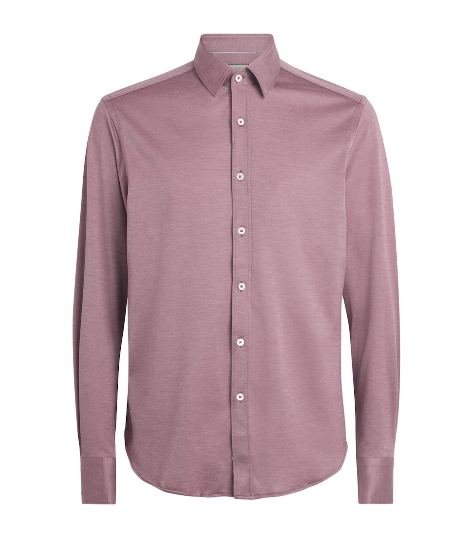 Canali Mens Cotton-Lyocell Jersey Shirt Red