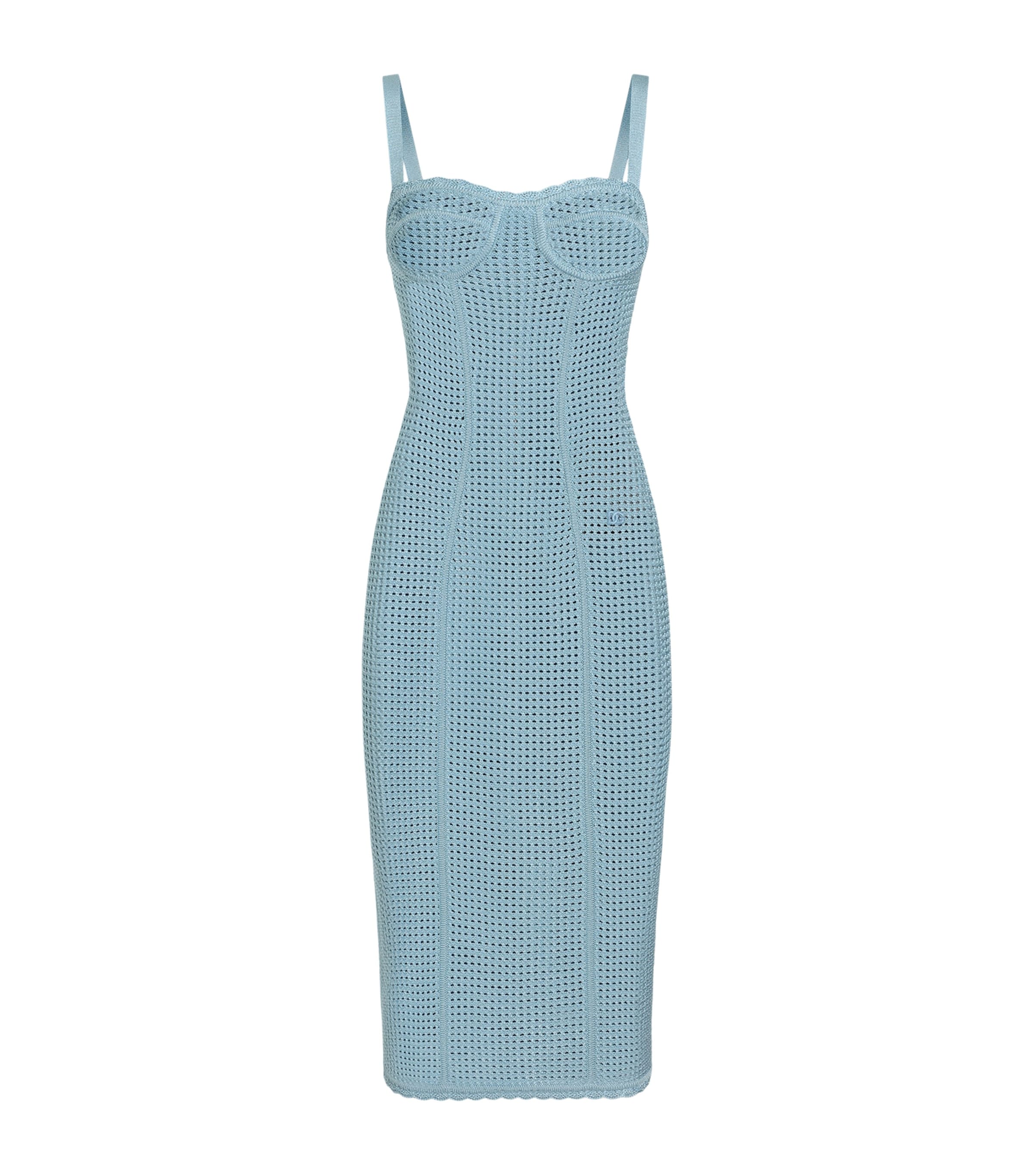 Dolce&Gabbana Womens Crocheted Cup Midi Dress Dark