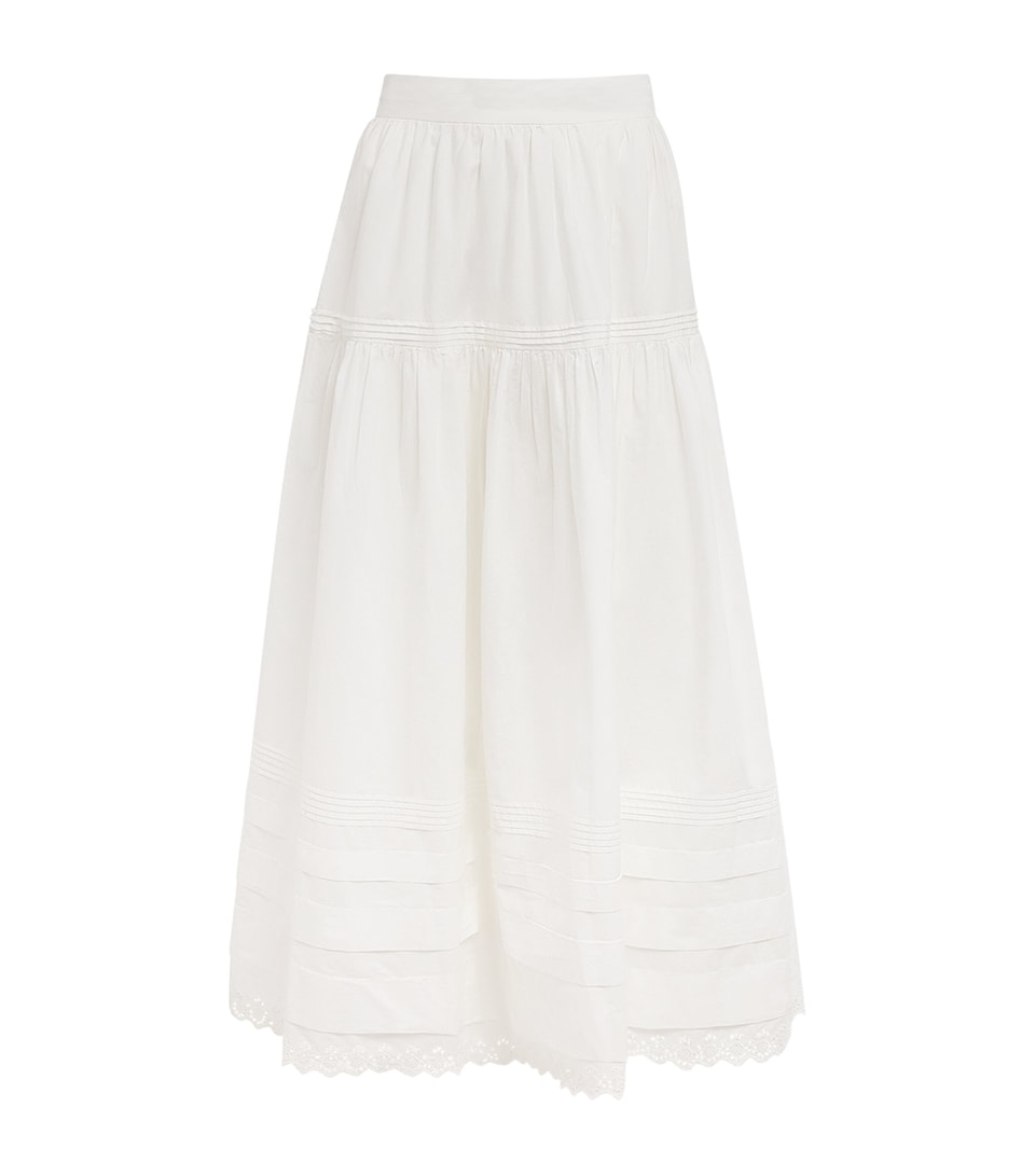DÔEN Womens Organic Cotton Sebastiane Midi Skirt Powder