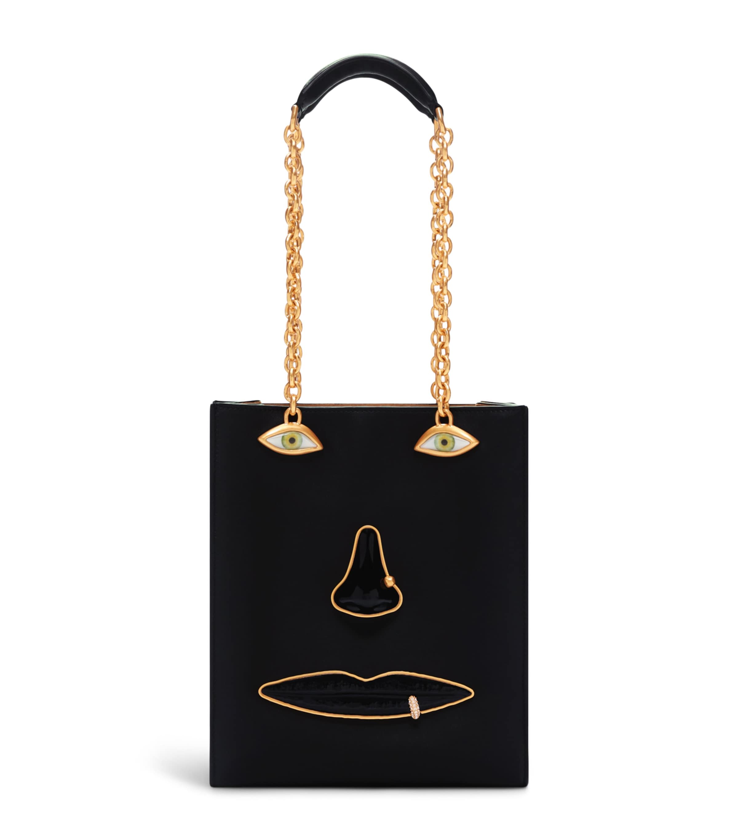 Schiaparelli Leather Face Top-Handle Bag Black