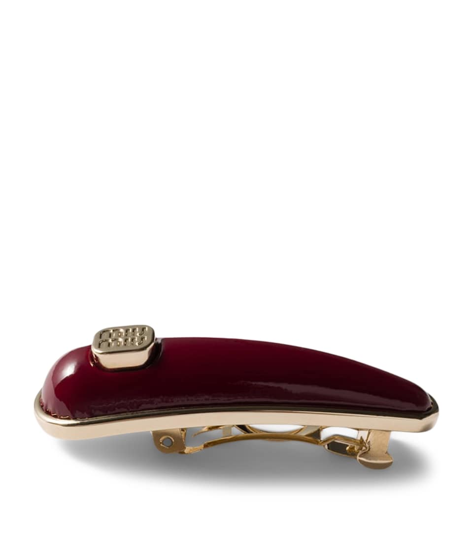 Patent Leather Logo Hair Clip
