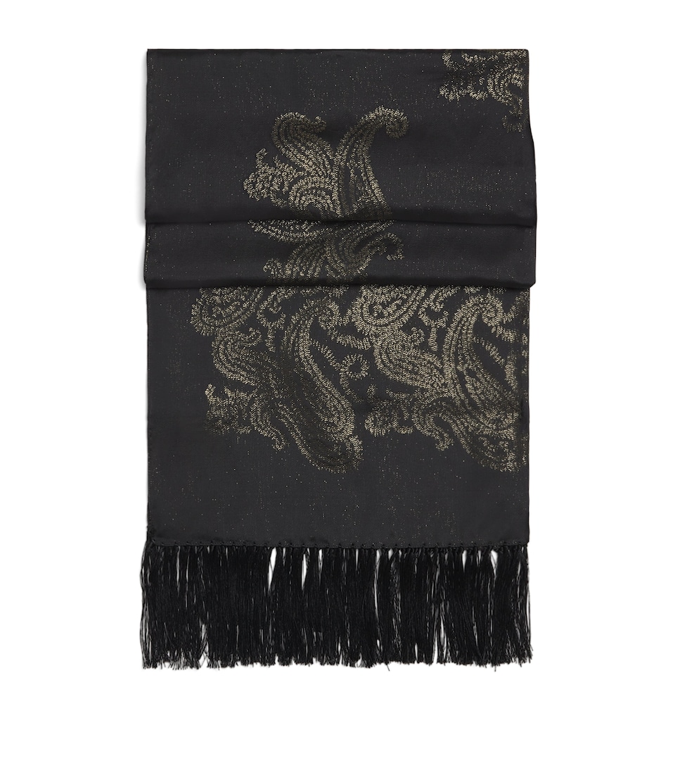 Silk-Blend Metallic Paisley Scarf