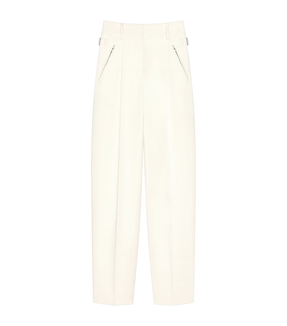 Givenchy Womens Cotton and Wool Pleated Trousers Ivory
