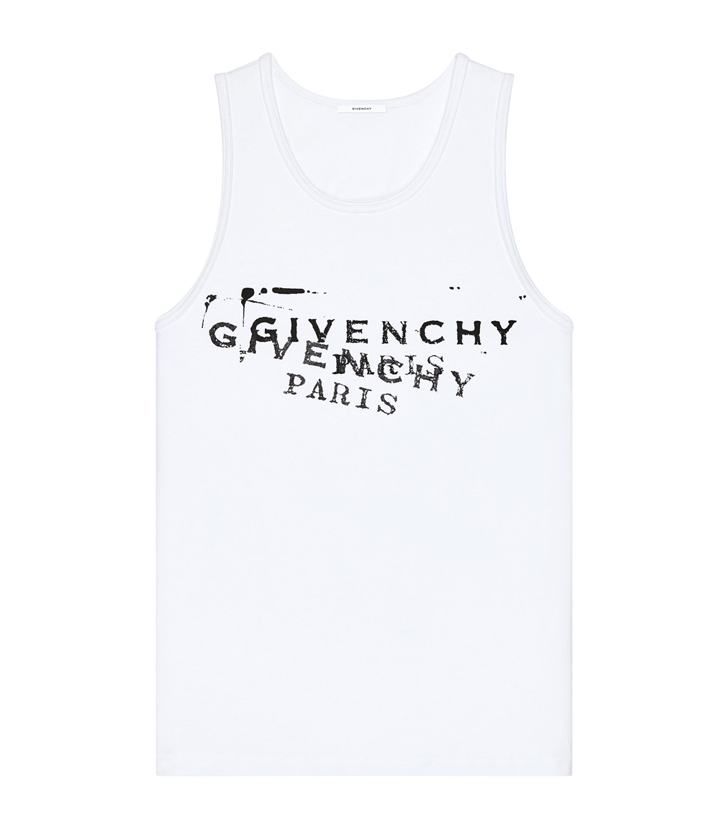 Givenchy Mens Cotton Stamp Print Tank Top White