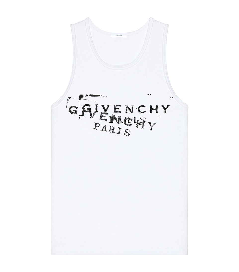 Givenchy Mens Cotton Stamp Print Tank Top White