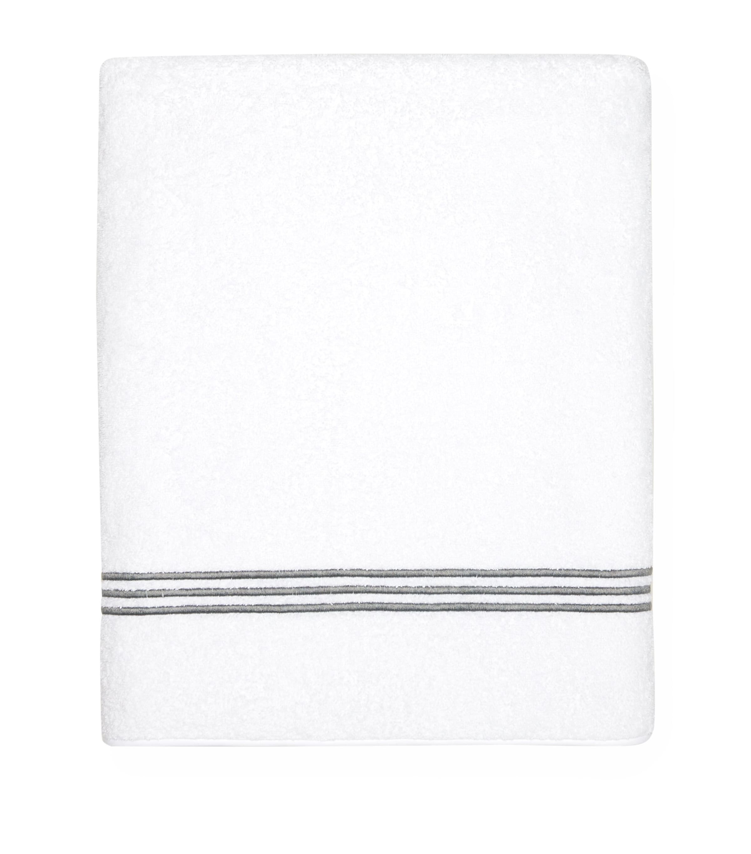 Pratesi Tre Righe Bath Sheet (100cm x 180cm) Wht/charcoal