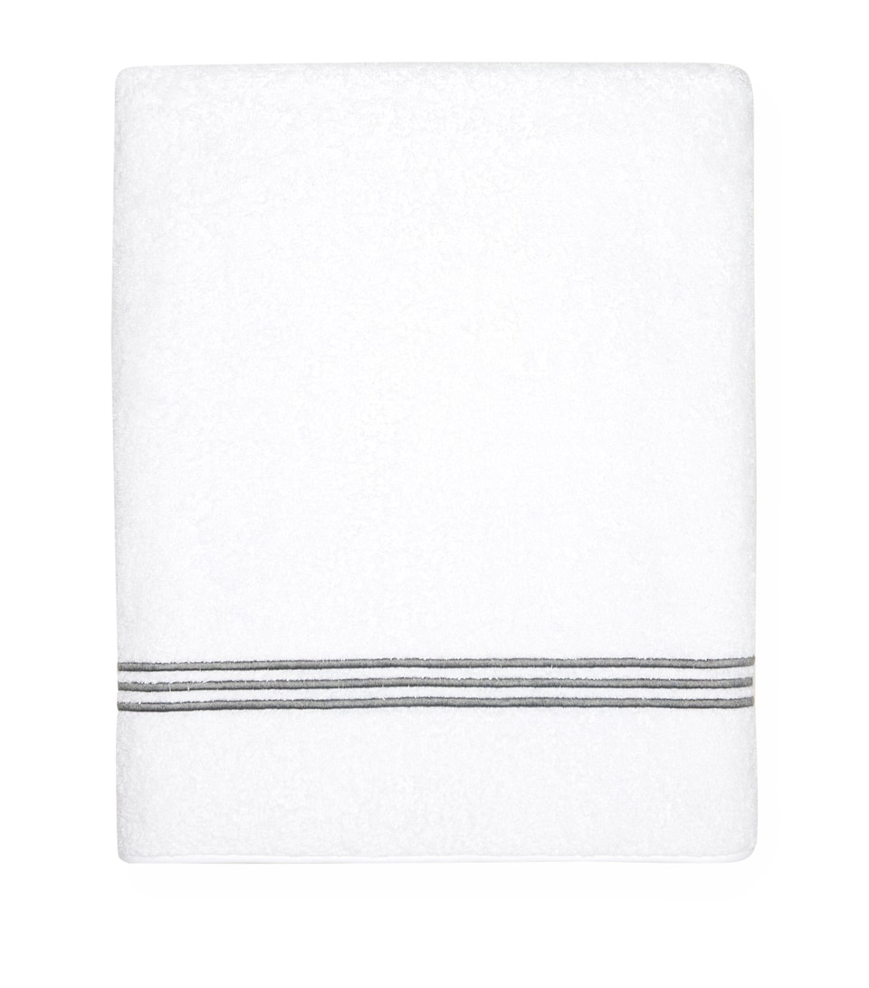 Pratesi Tre Righe Bath Sheet (100cm x 180cm) Wht/charcoal