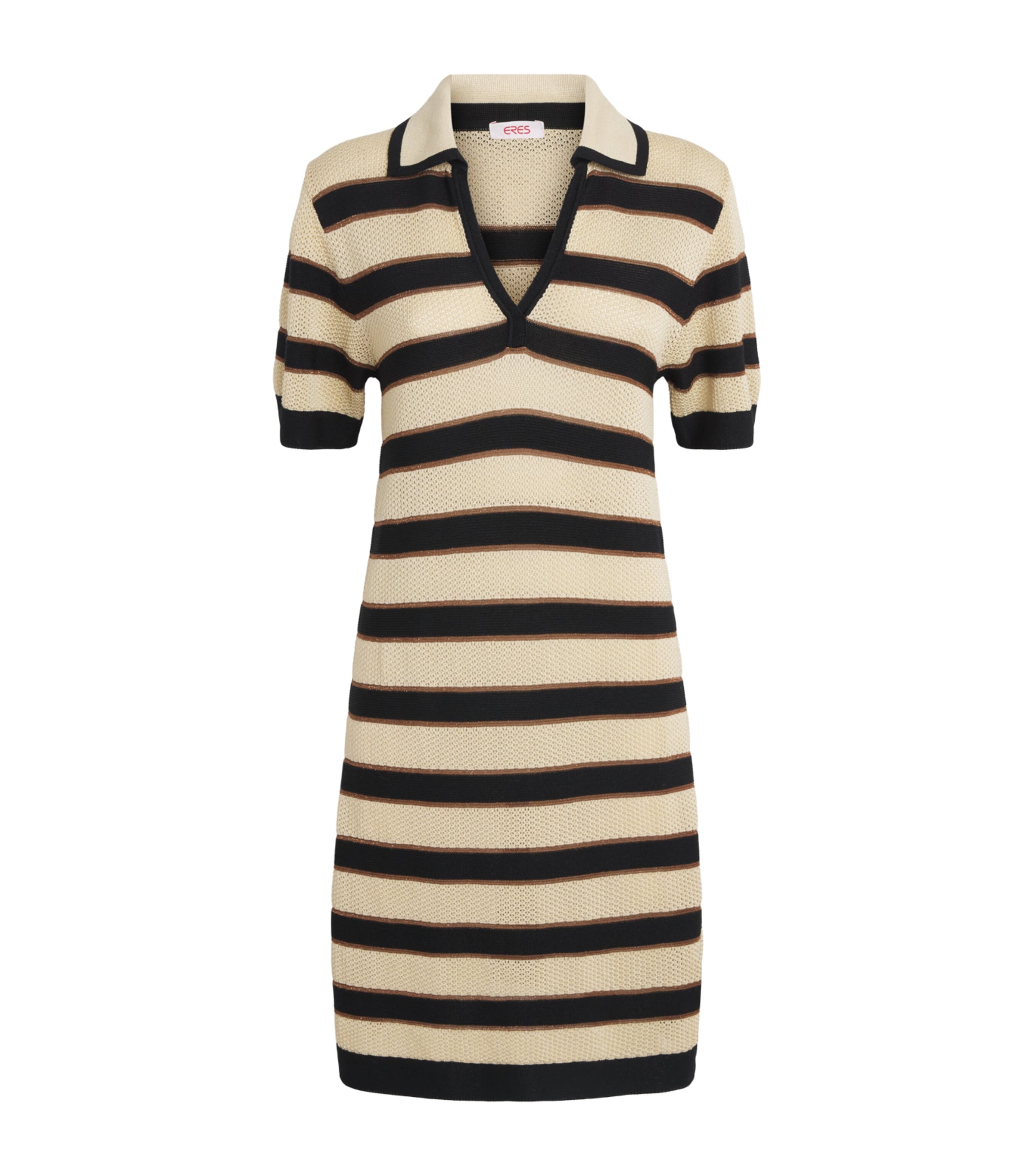 Eres Womens Knitted Hemisphere Polo Dress Rayure Noire