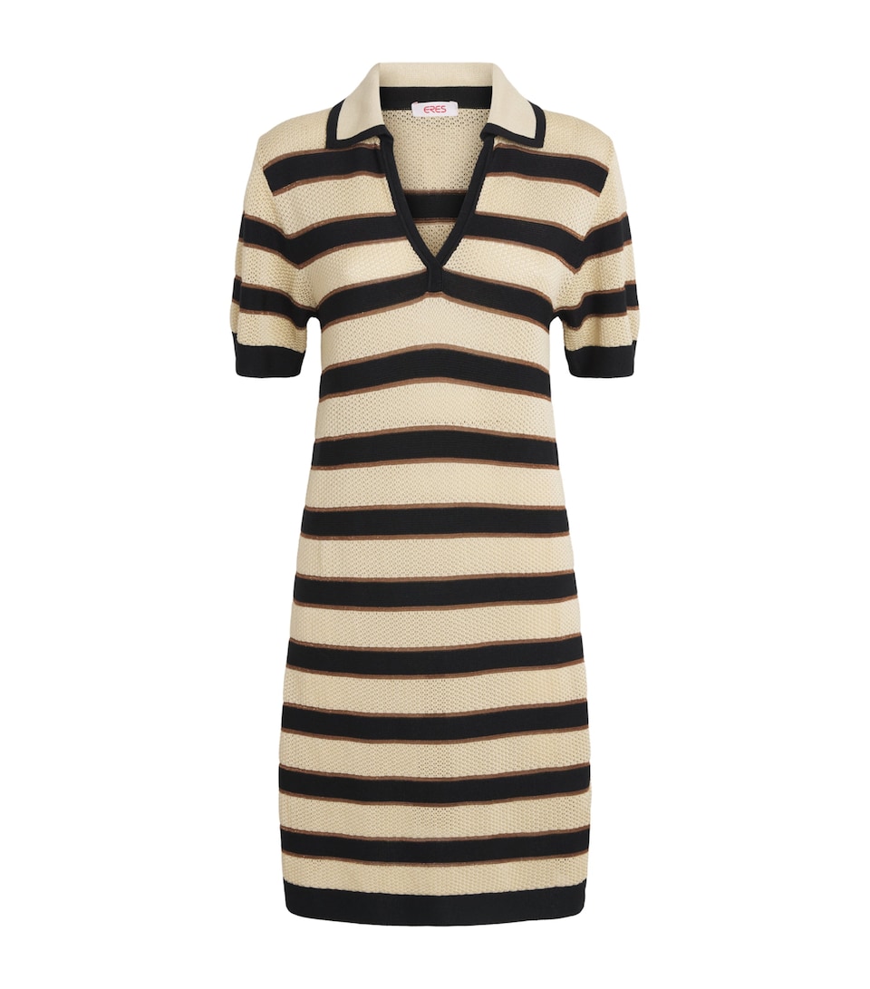 Eres Womens Knitted Hemisphere Polo Dress Rayure Noire