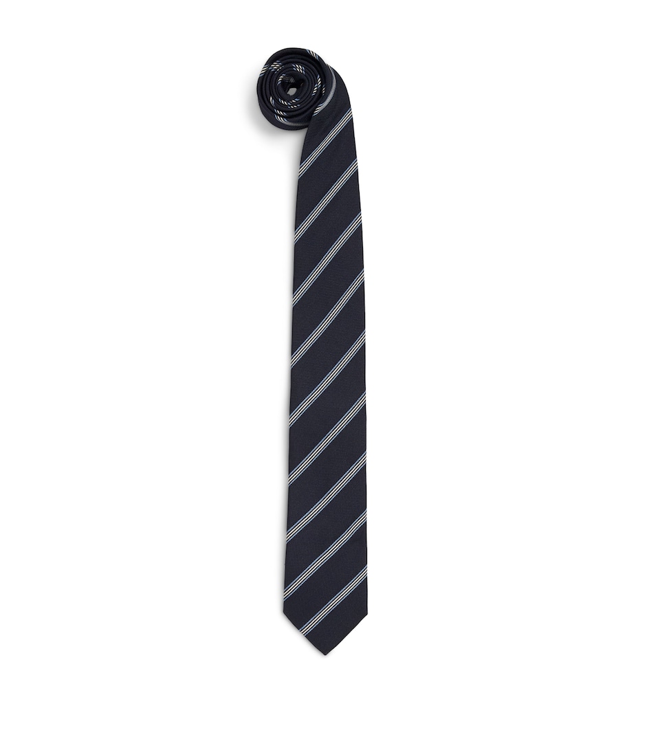 Eton Silk Stripe Tie Navy Blue