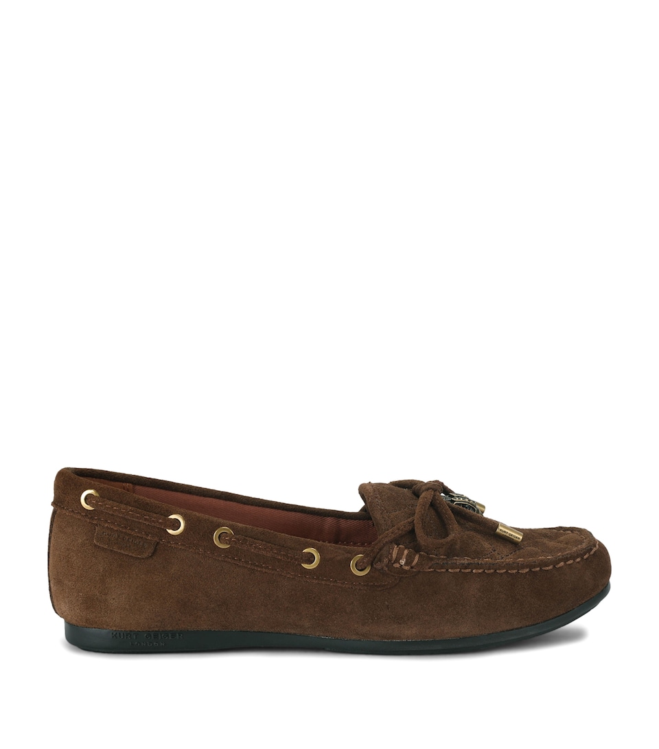 Kurt Geiger London Suede Eagle Moccasins Brown