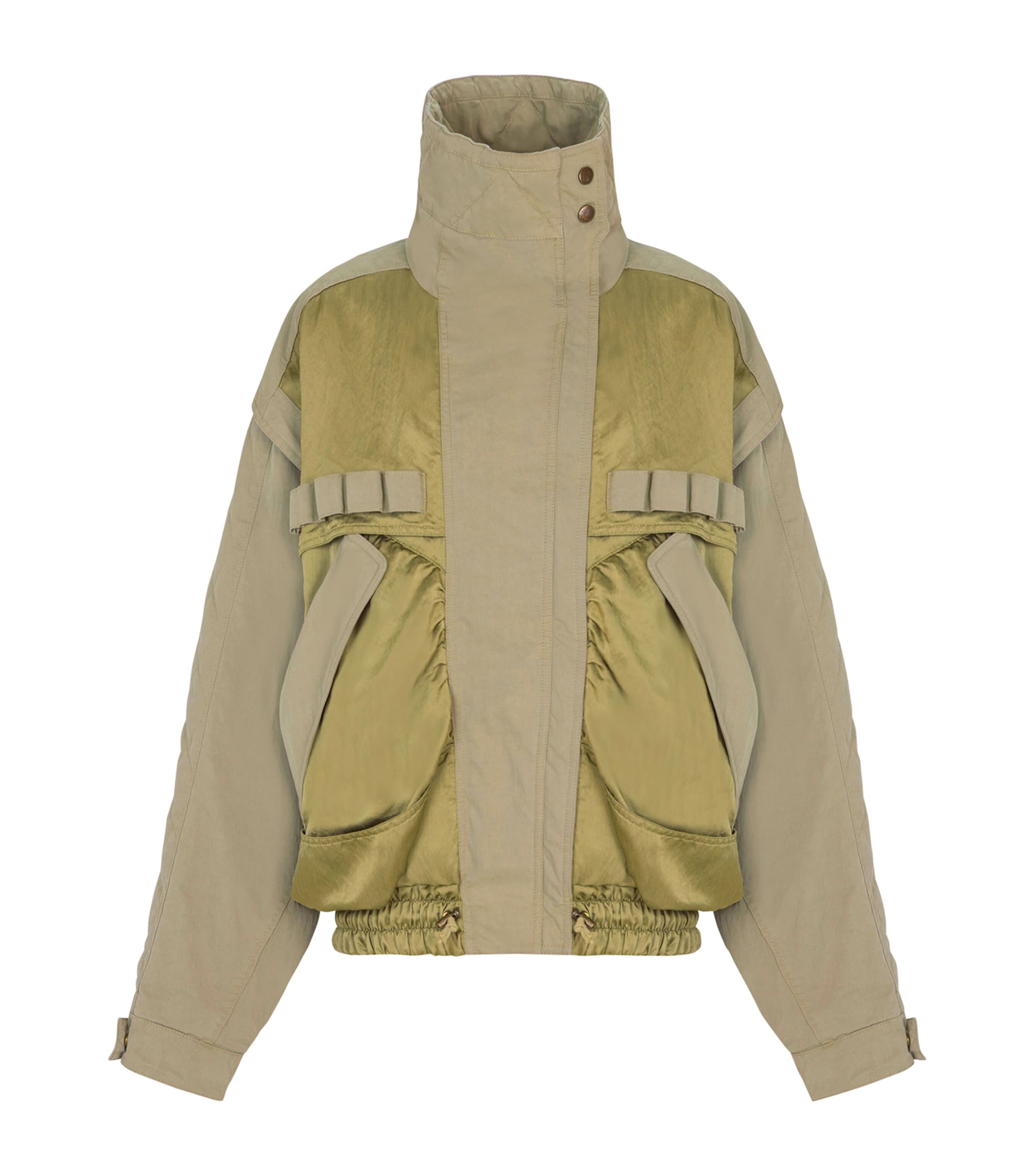 Balmain Womens Cotton-Blend Twill Bomber Jacket Vert Pale