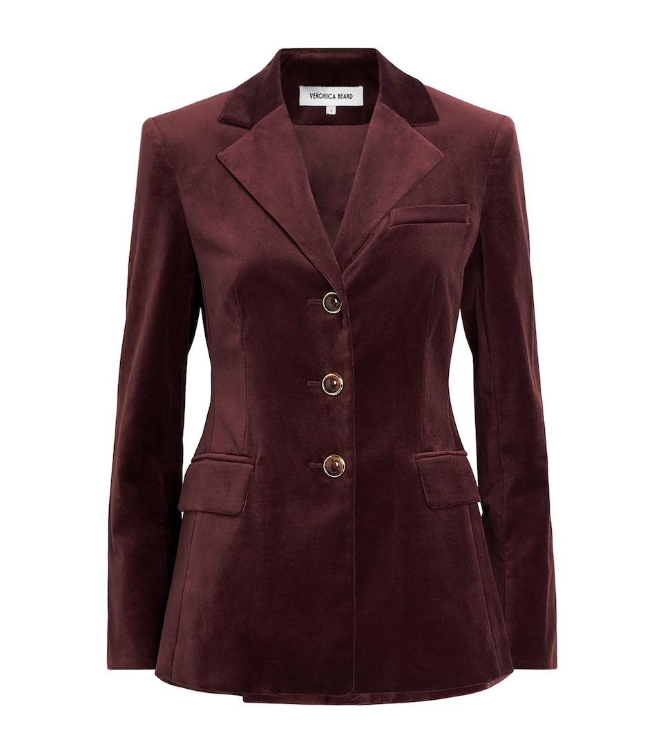 Veronica Beard Womens Velvet Raelynn Blazer Burgundy