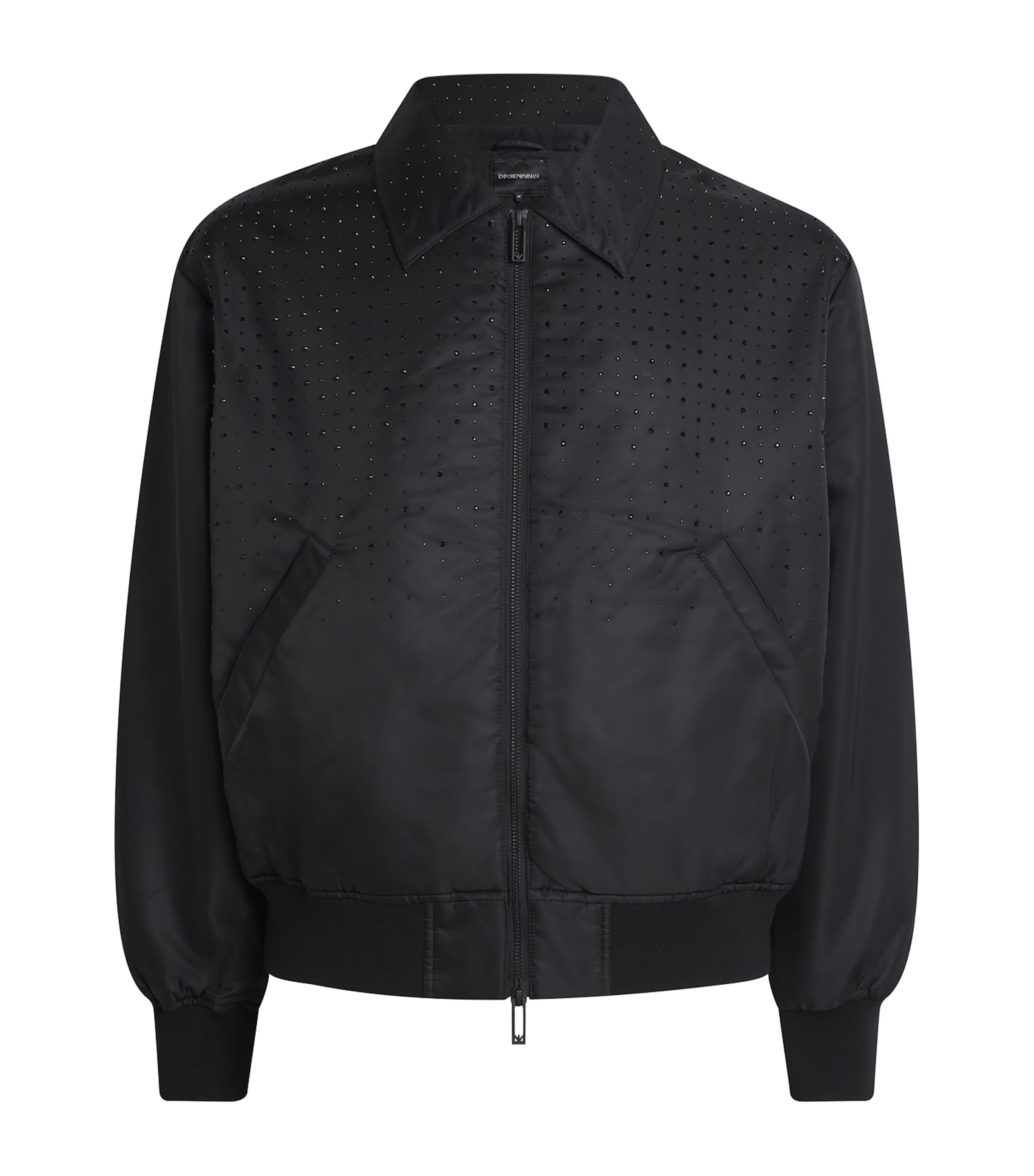 Satin Rhinestone Bomber Jacket