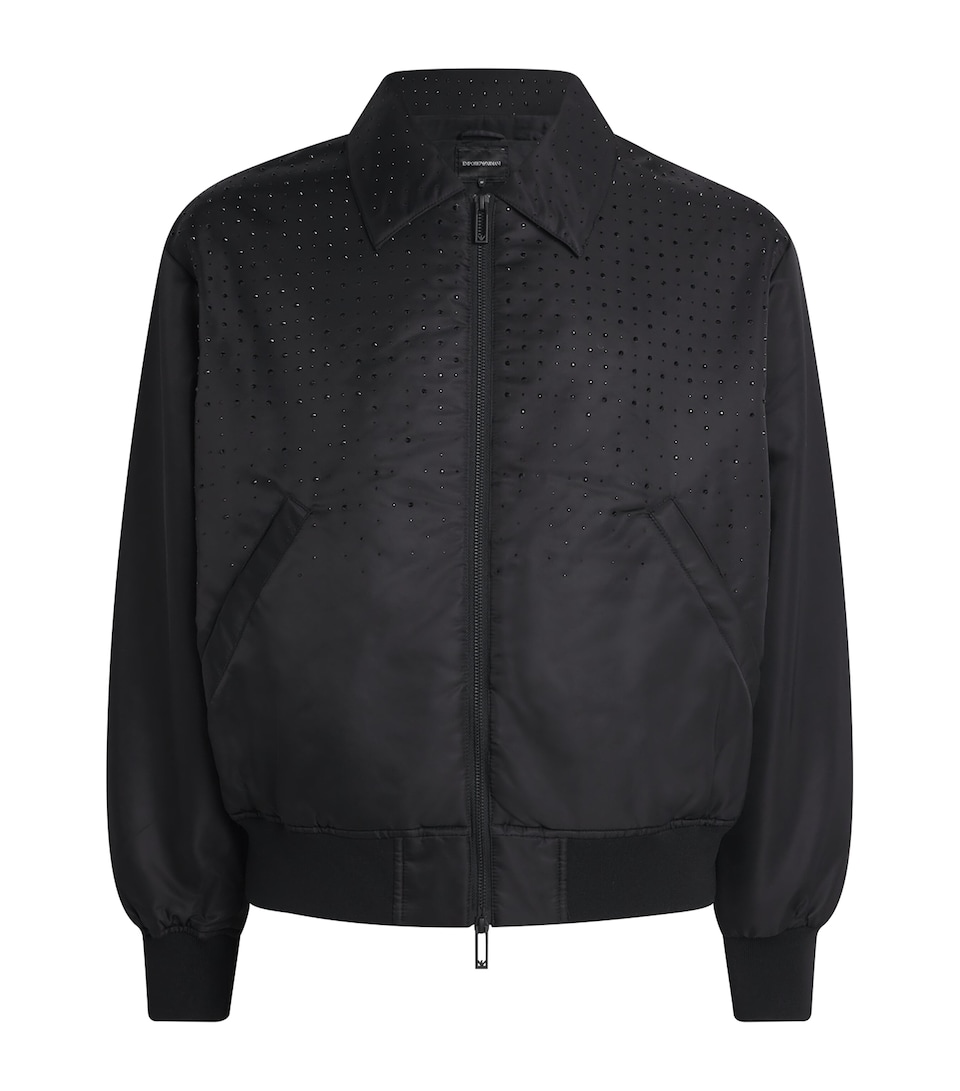 Satin Rhinestone Bomber Jacket