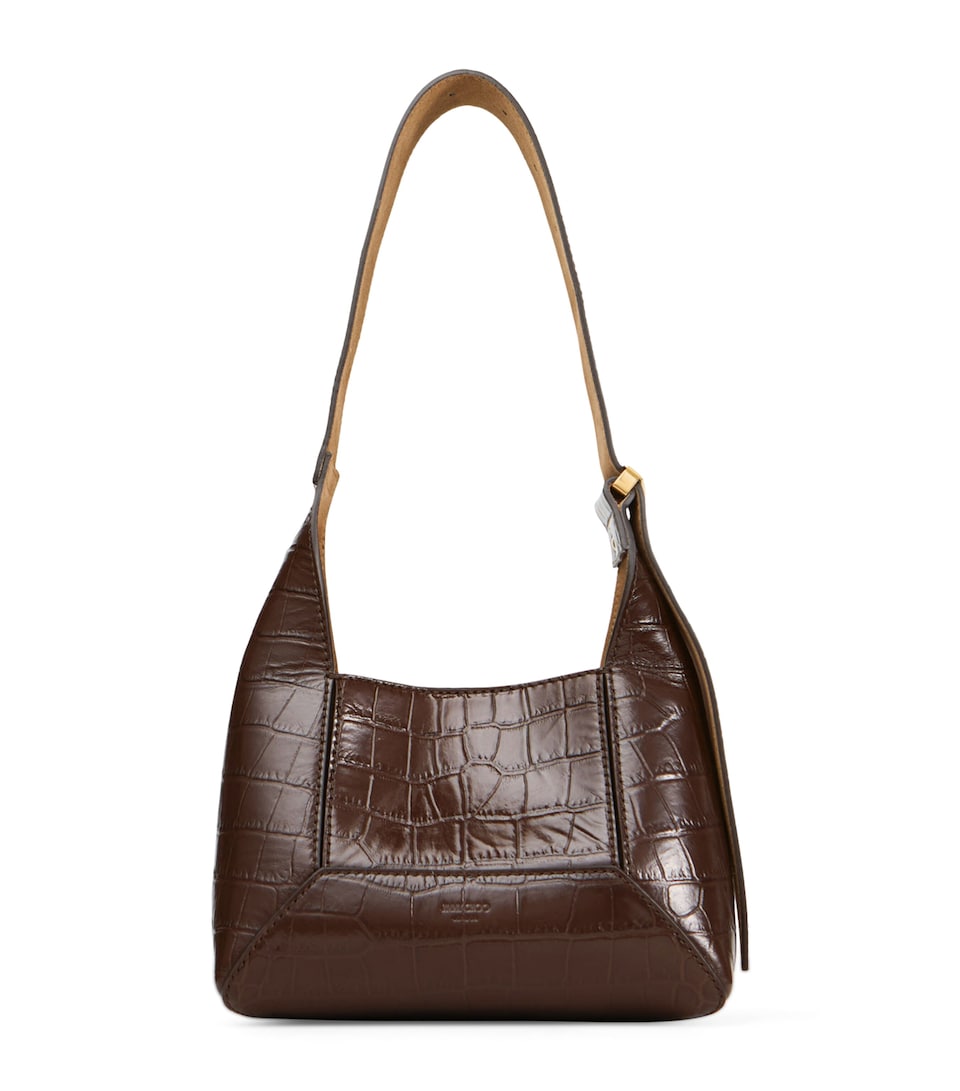 Diamond Small Croc-Embossed Leather Shoulder Bag
