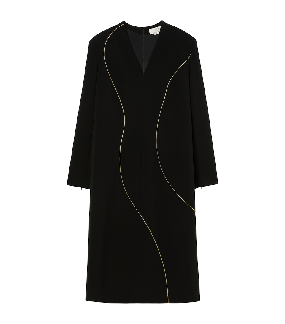 Marina Rinaldi Womens Curved Line V-Neck Midi Dress Black