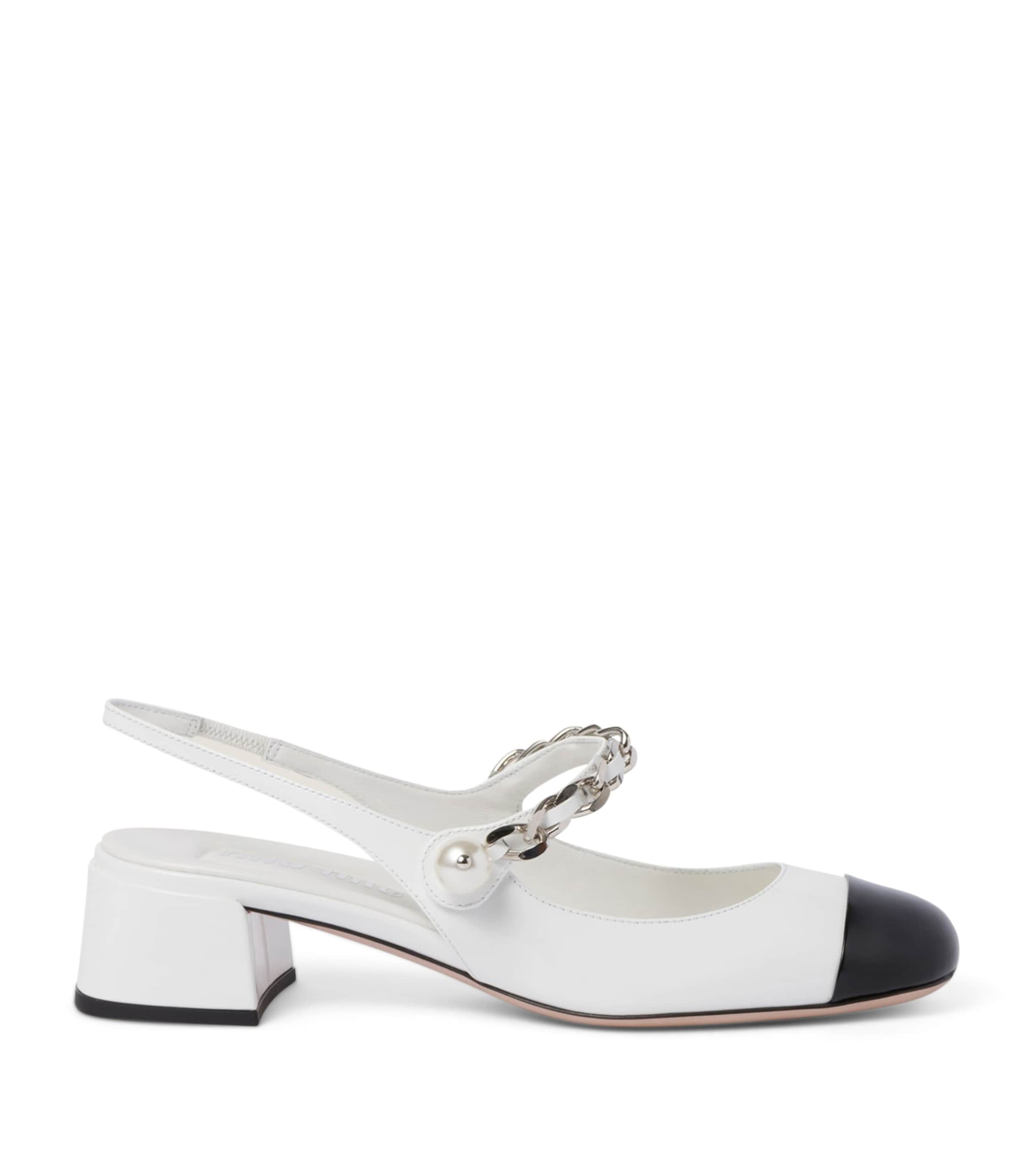 Leather Two-Tone Slingback Pumps 35