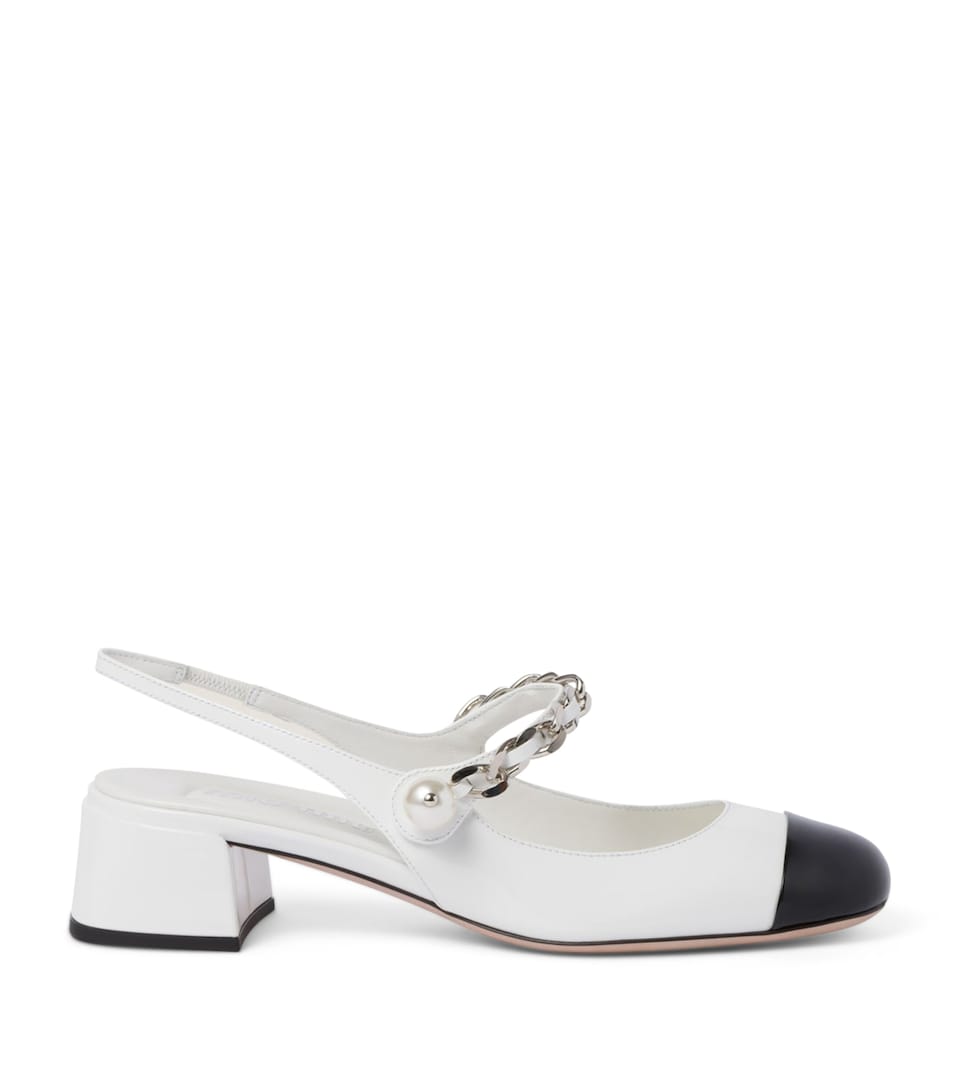 Leather Two-Tone Slingback Pumps 35