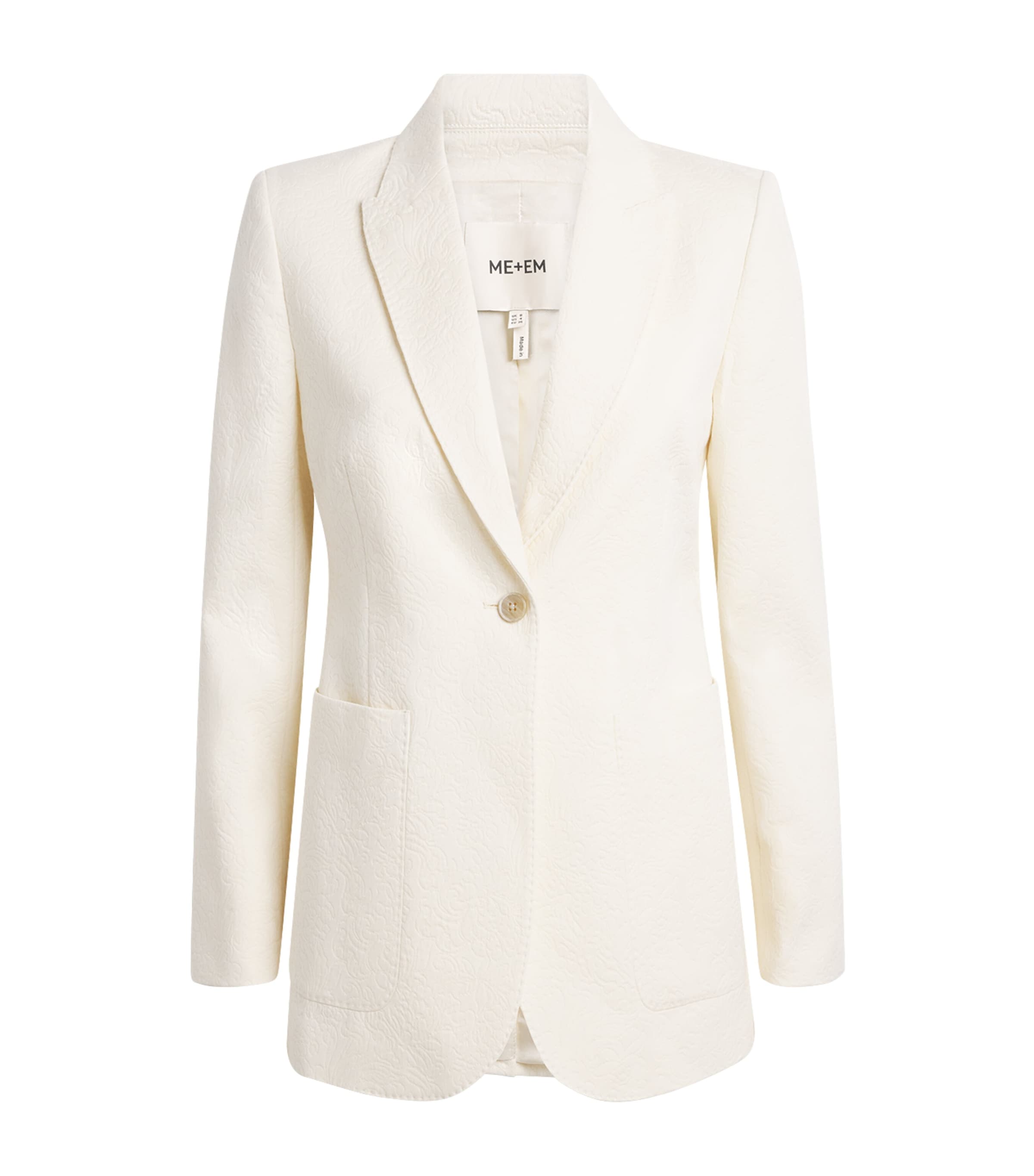 ME+EM Womens Jacquard Sharp Shoulder Blazer Ivory