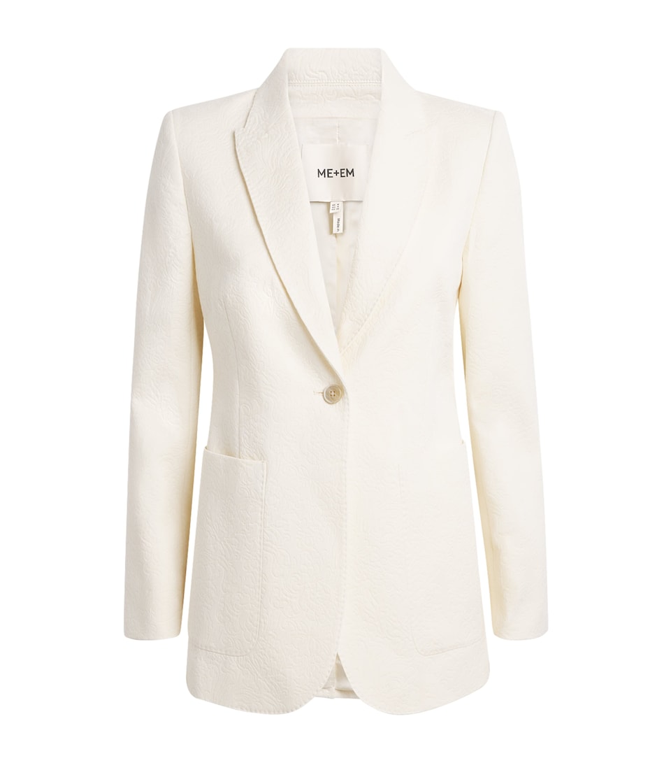 ME+EM Womens Jacquard Sharp Shoulder Blazer Ivory