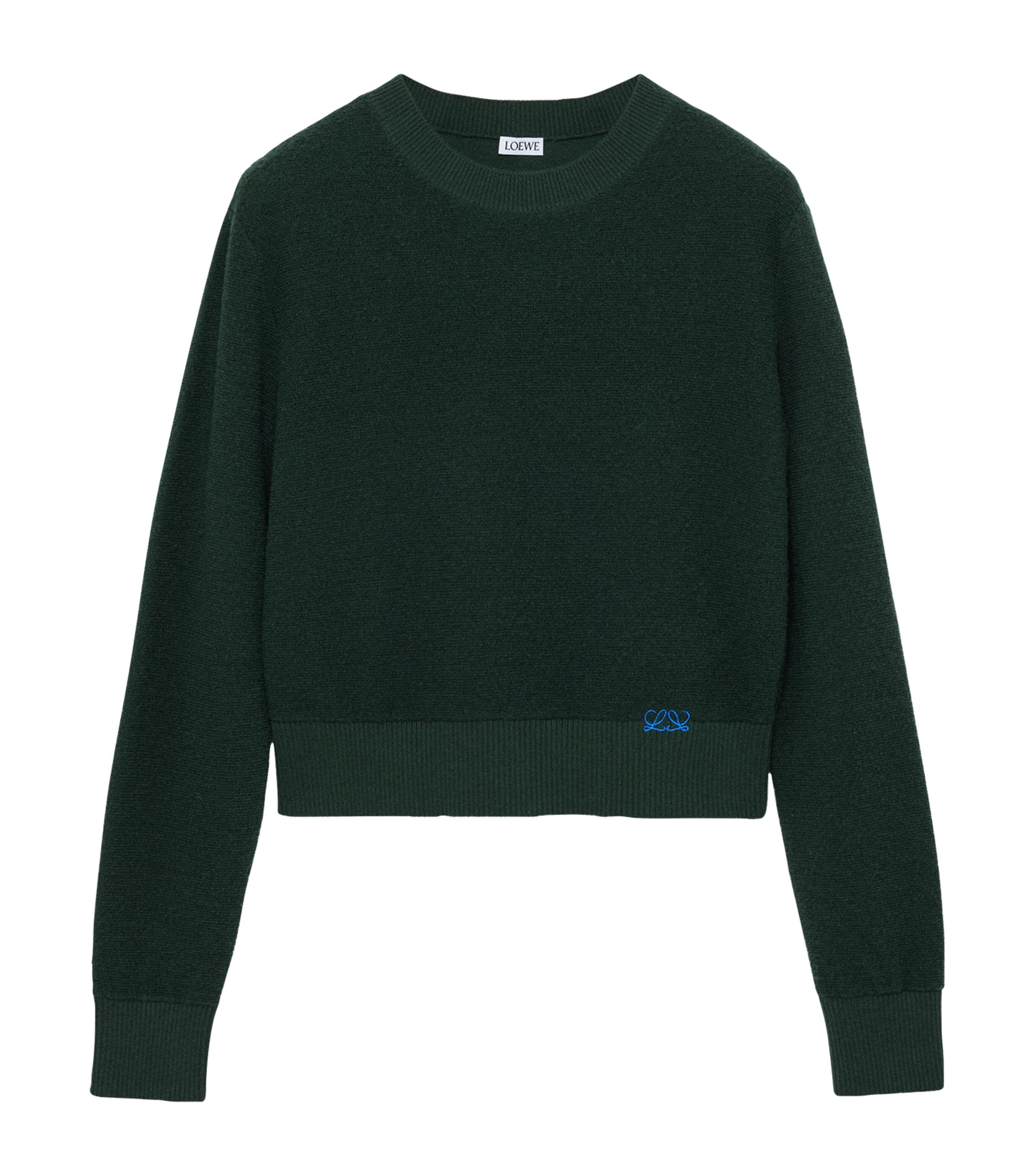 LOEWE Womens Wool-Blend Embroidered Sweater Dark Green