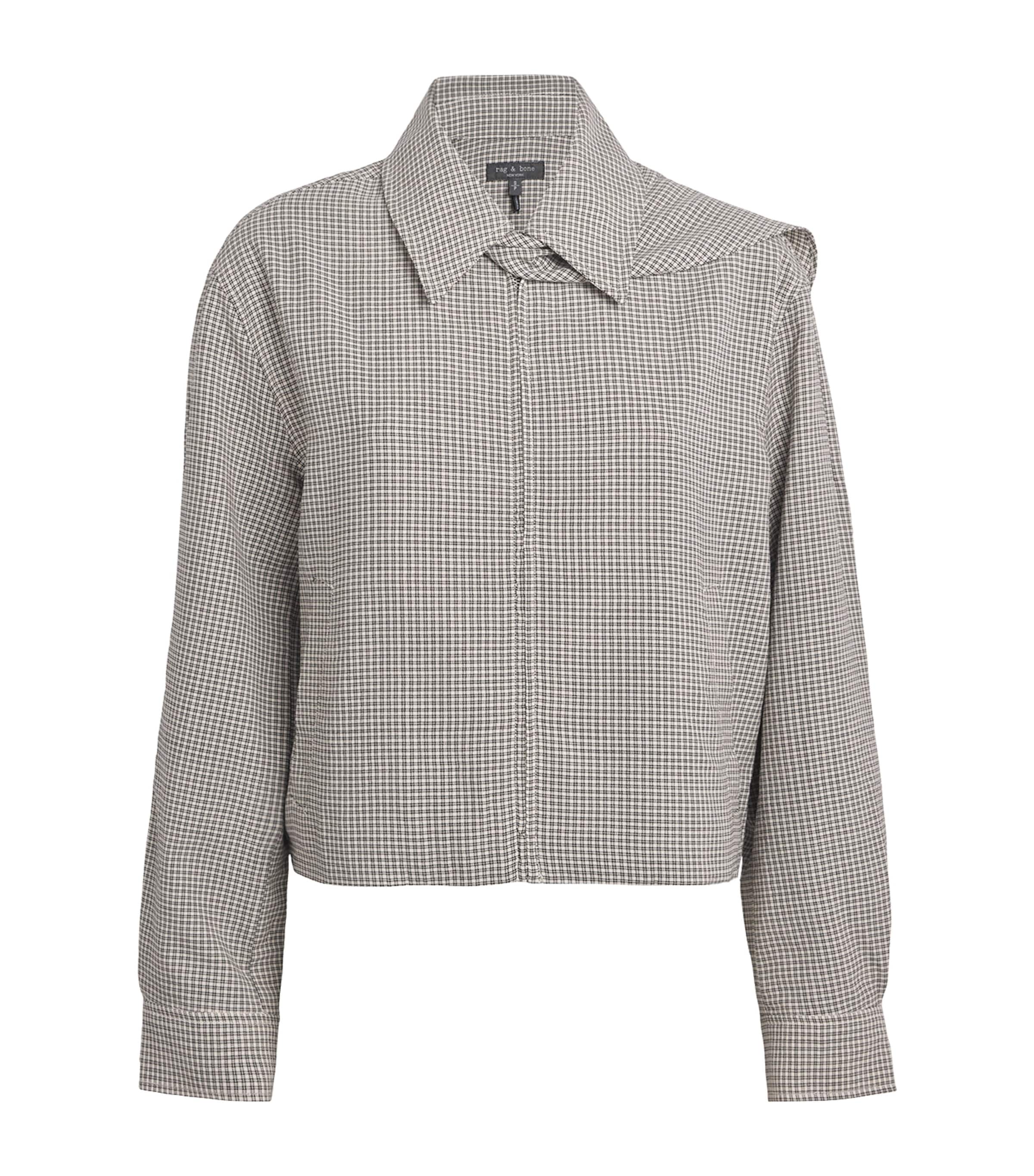 Rag & Bone Womens Wool Plaid Krista Bomber Jacket Blackpld