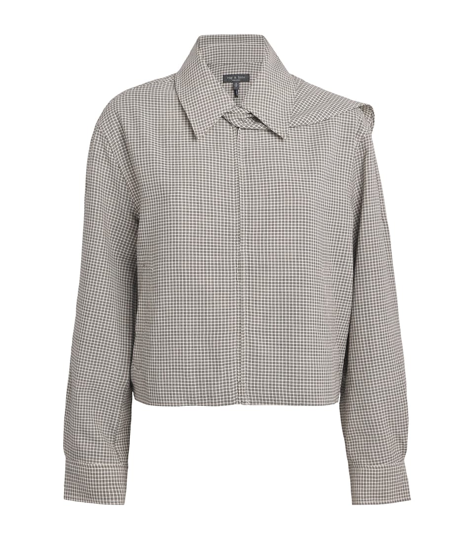 Rag & Bone Womens Wool Plaid Krista Bomber Jacket Blackpld