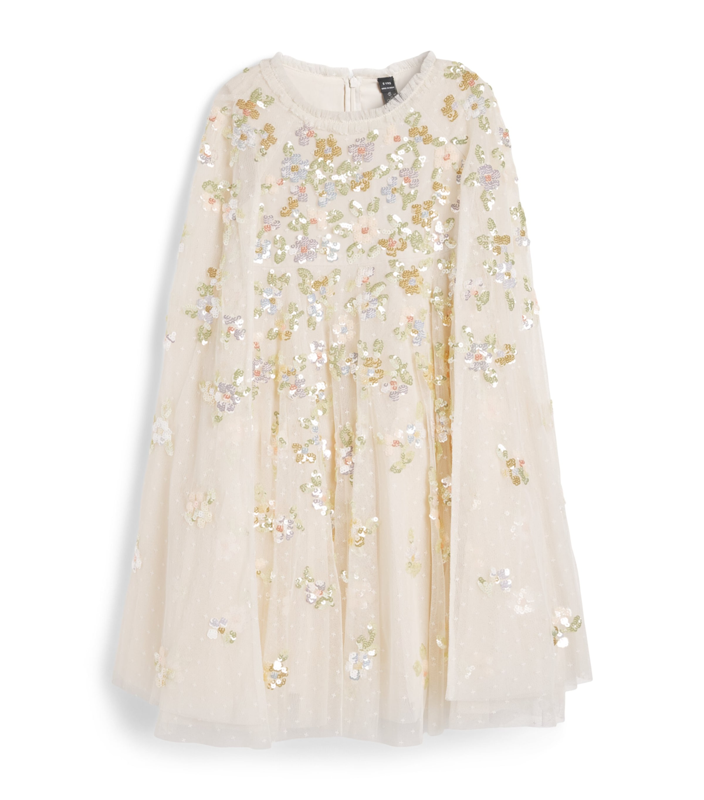Needle & Thread Tulle Freesia Shimmer Cape Dress (3-6 Years) Cream/warm
