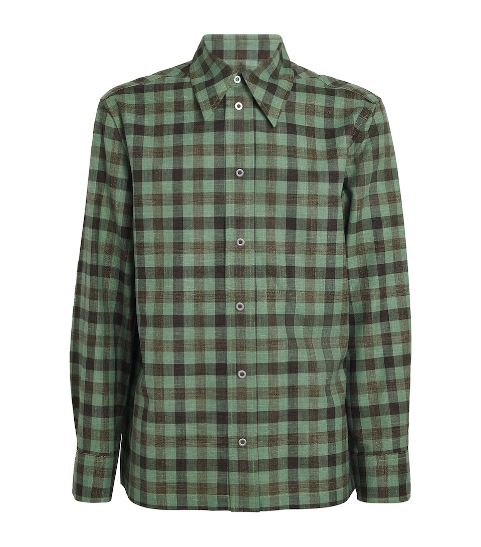 Wool-Silk-Linen Check Shirt
