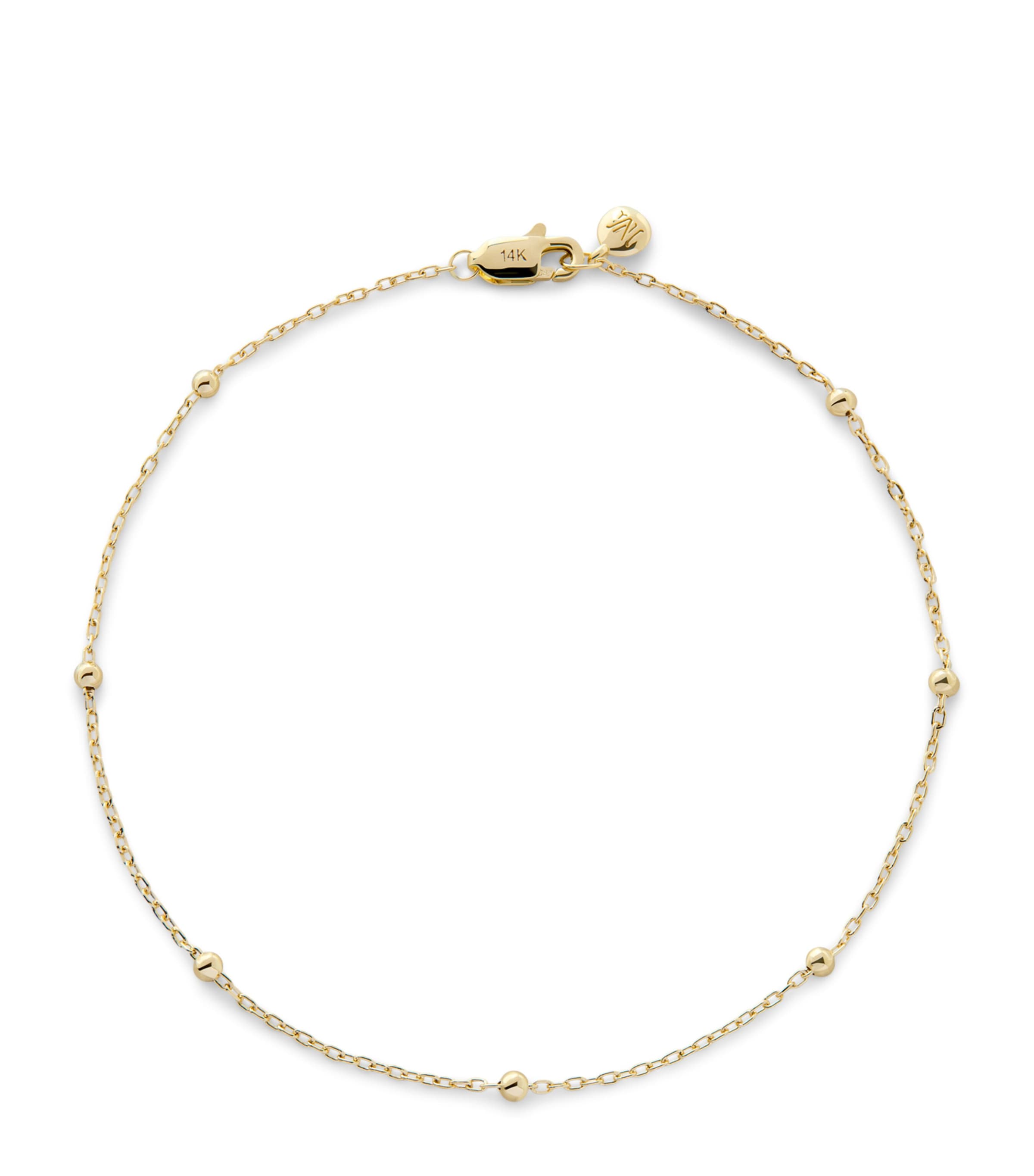 Monica Vinader Yellow Gold Beaded Chain Bracelet Gold