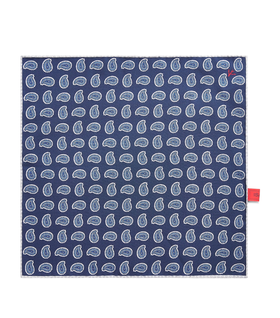 Isaia Paisley Print Pocket Square