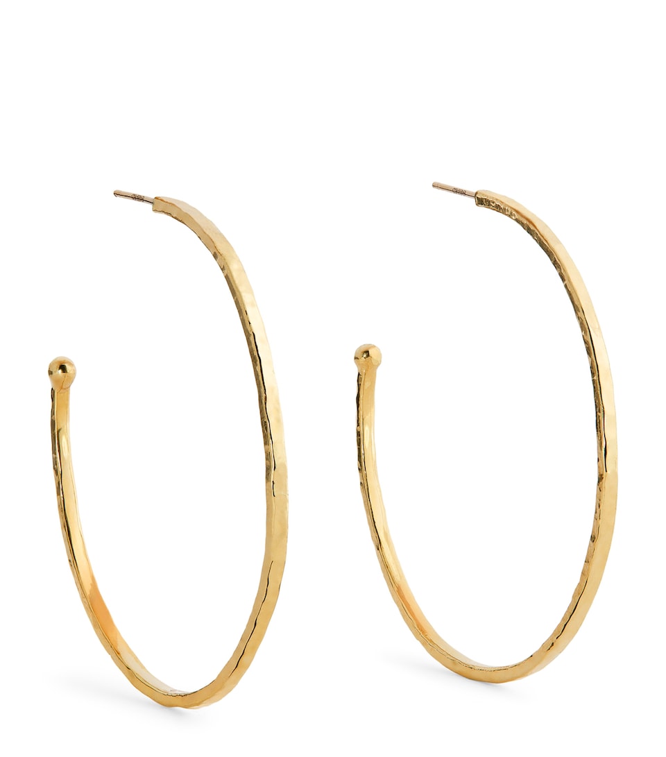 Medium Yellow Gold Hammered Hoop Earrings