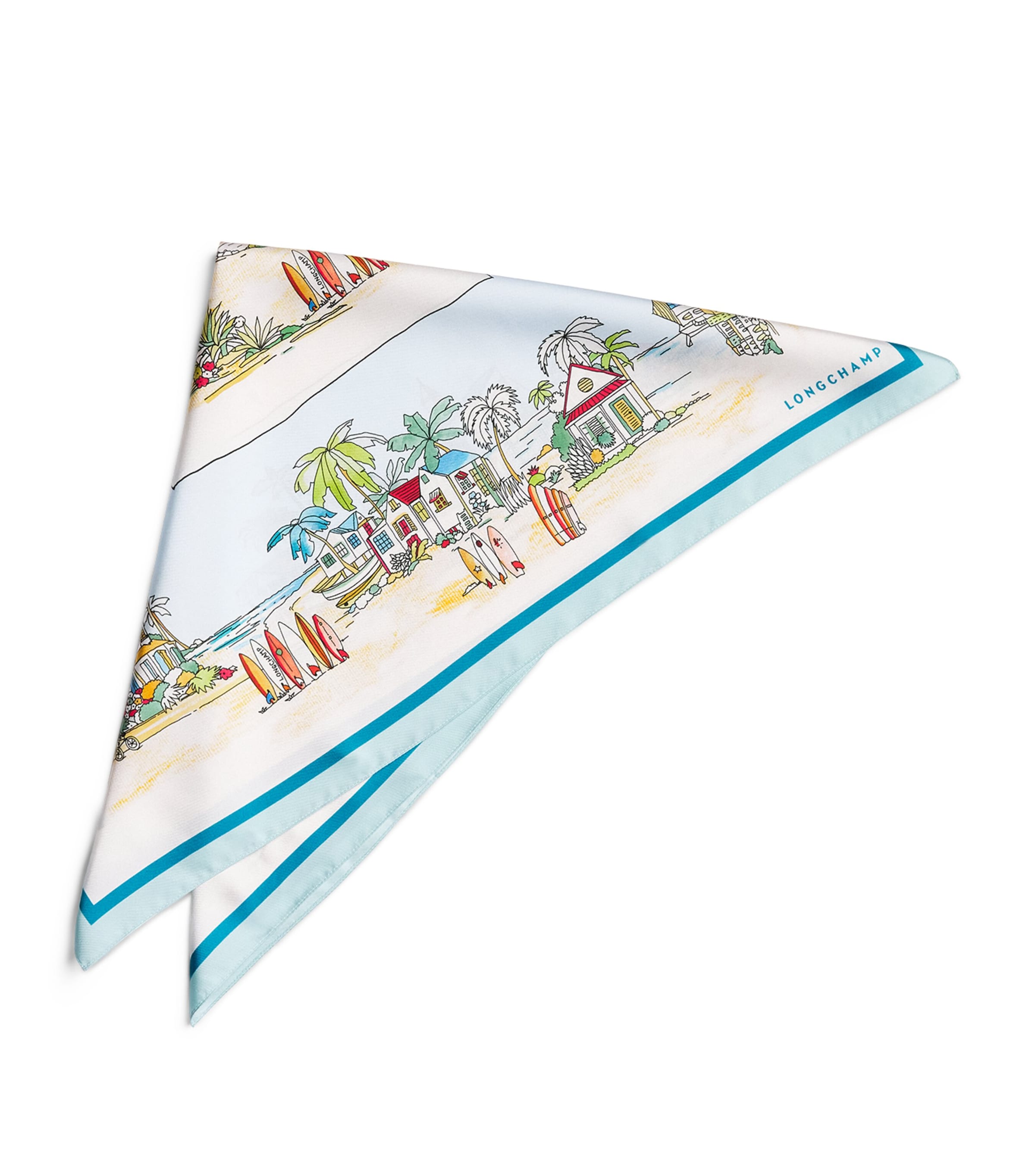 Longchamp Silk Vivement L'Ete Scarf Sky Blue
