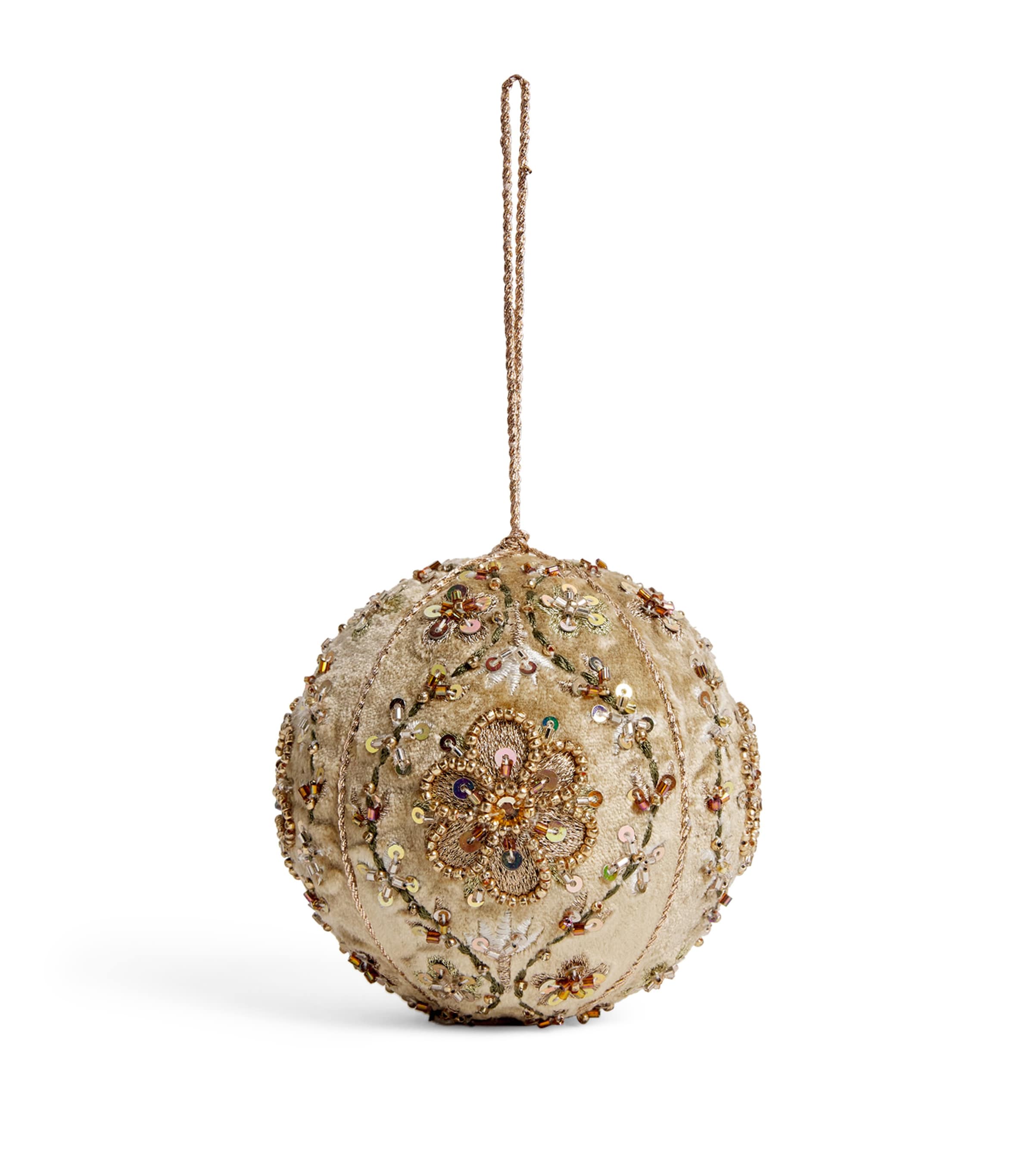 Shishi Velvet Bead-Embellished Flower Bauble Grey