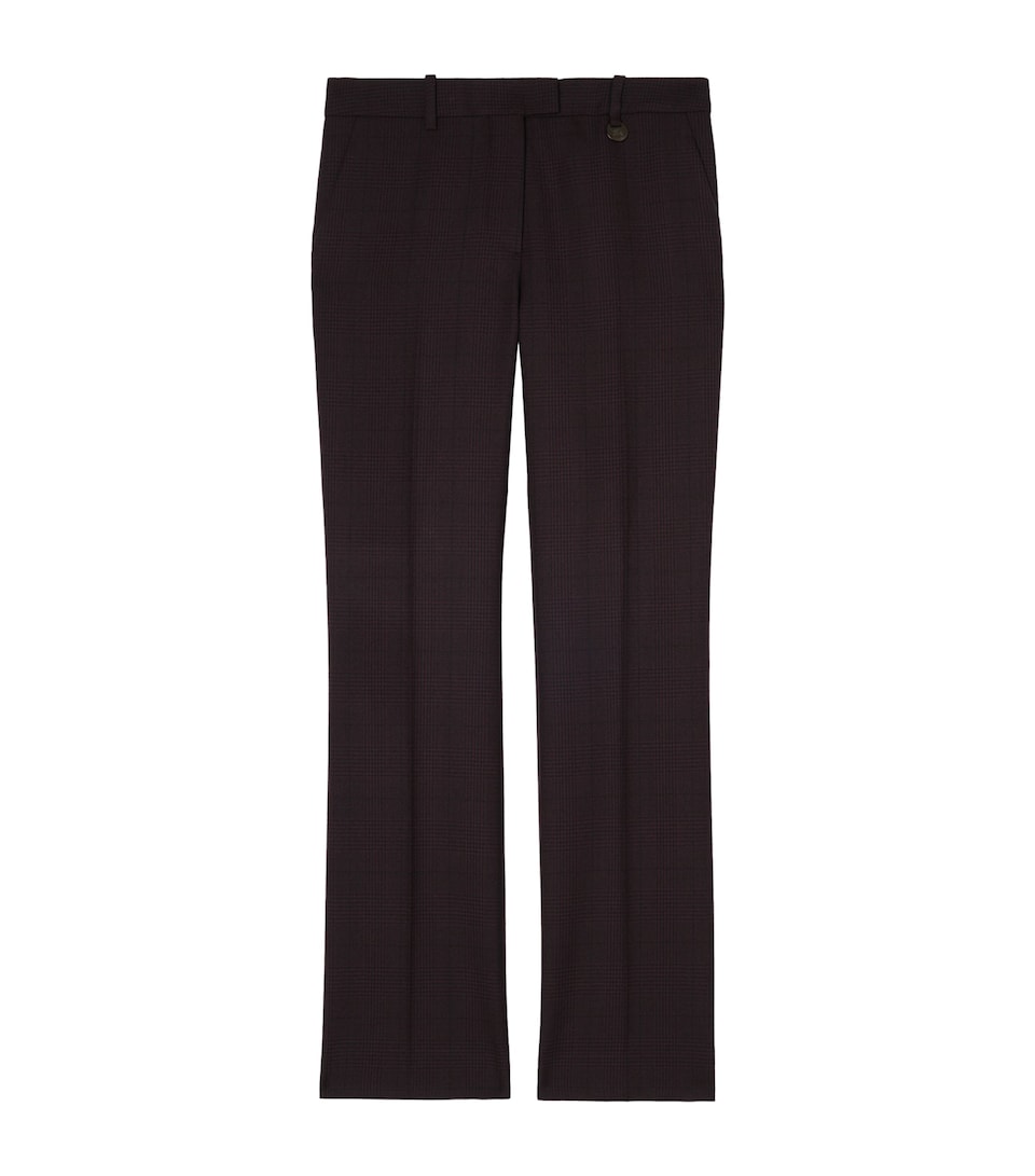 Burberry Womens Wool Check Tailored Trousers Dark Pelt Brown Chk