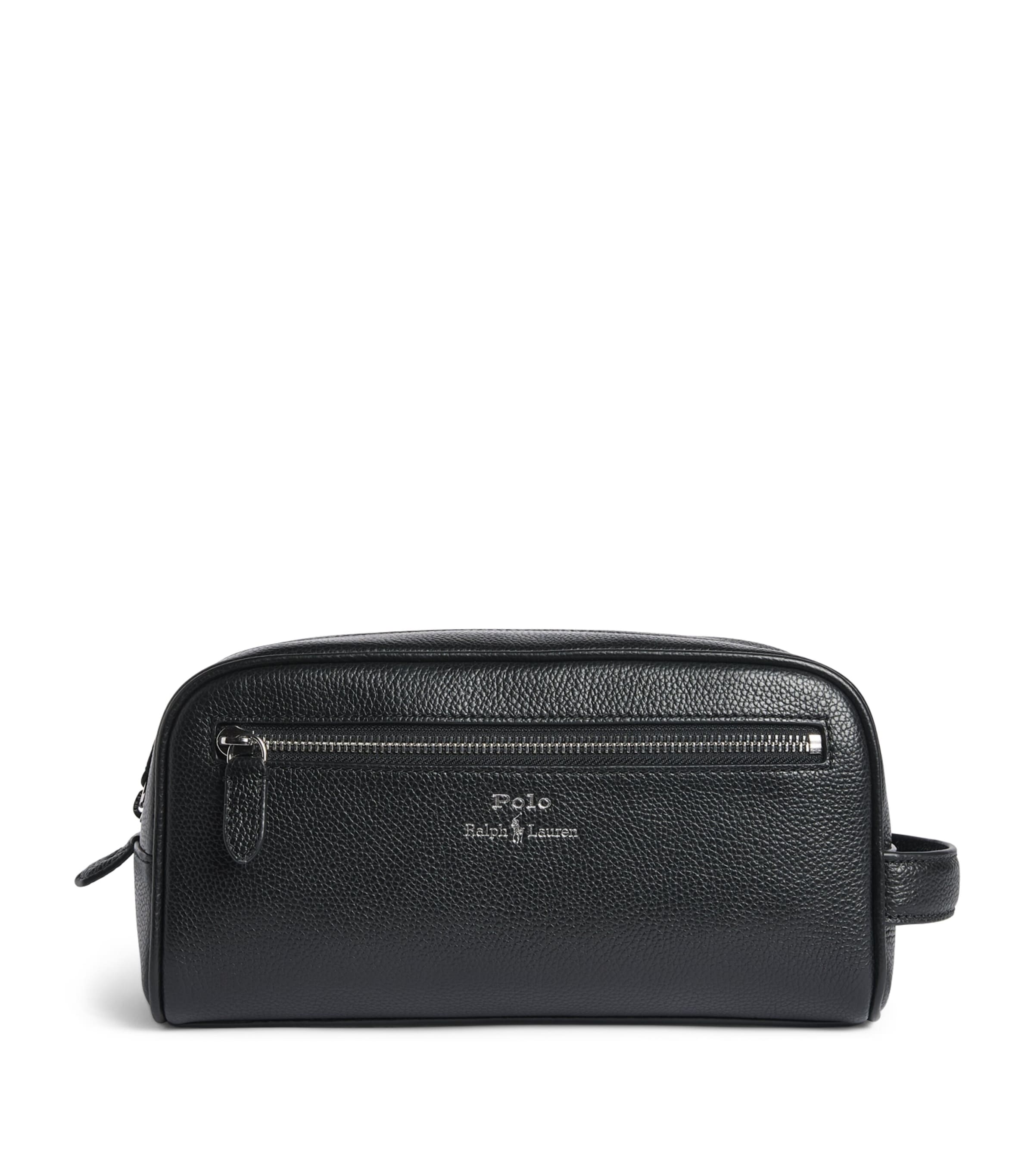 Polo Ralph Lauren Leather Wash Bag Black