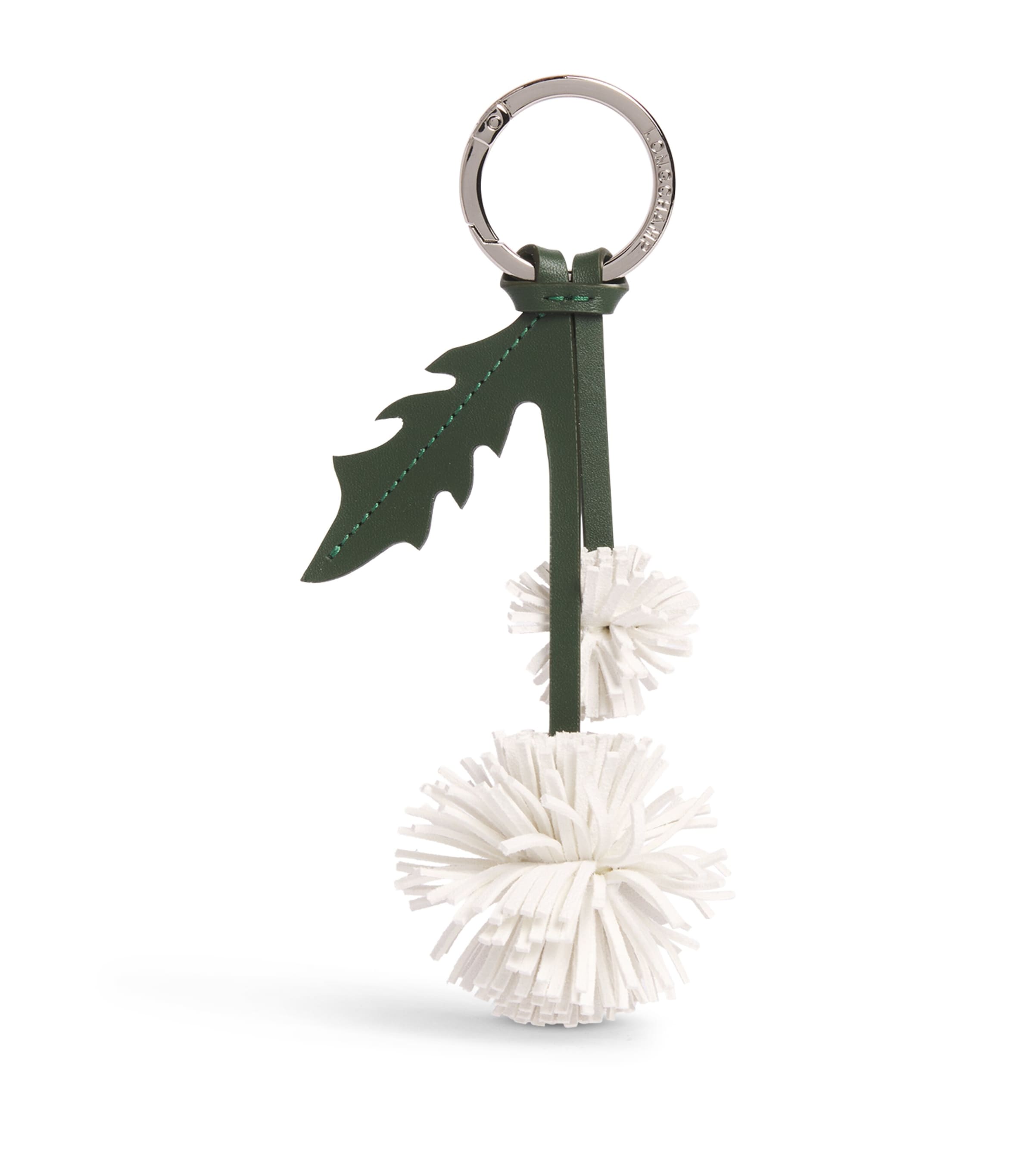Longchamp Leather Flower Keyring Blanc