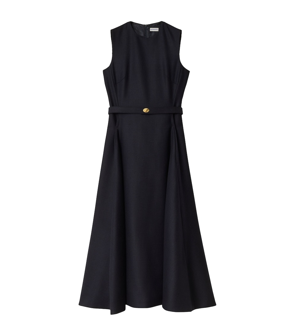 Wool Check Midi Dress