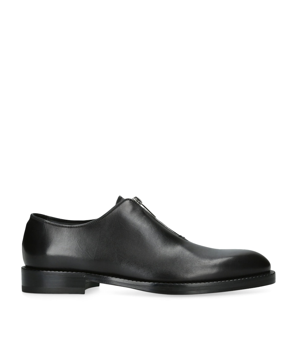 Leather Zip-Detail Derby Shoes
