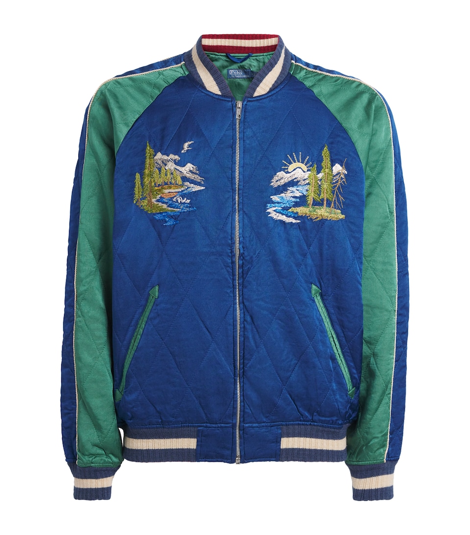Satin Embroidered Bomber Jacket