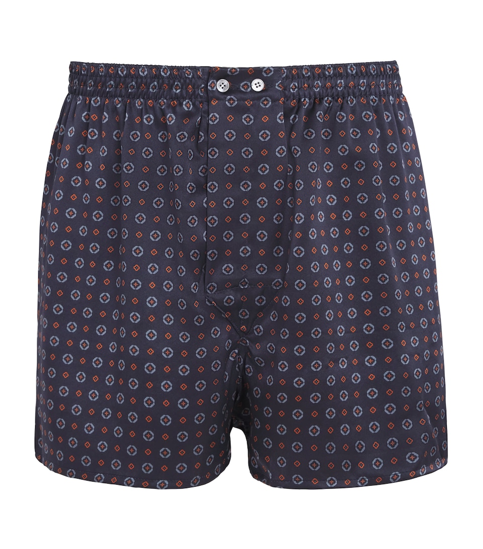 Silk Geo Print Traditional Boxer Shorts