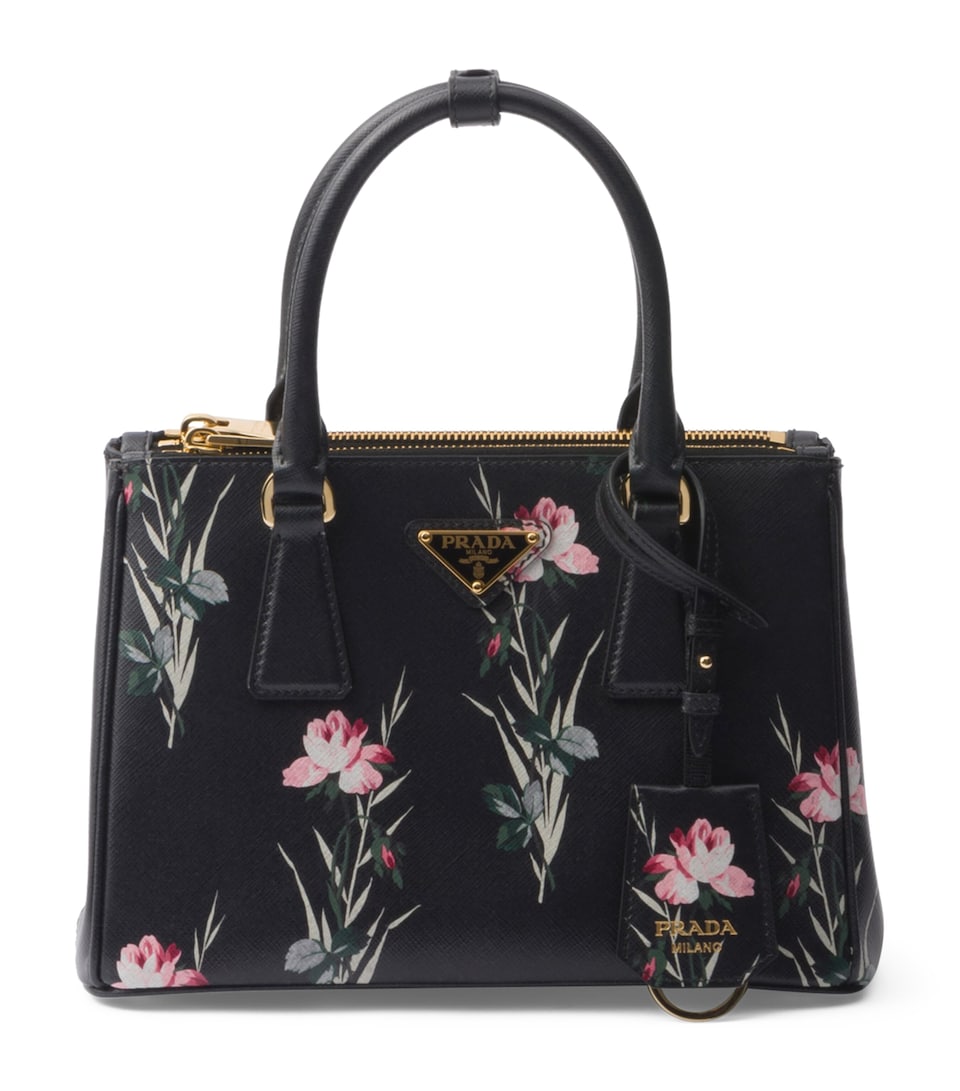 Small Leather Floral Galleria Top-Handle Bag