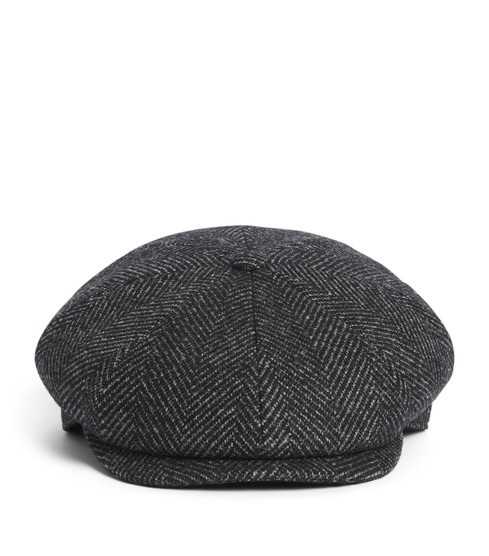 Borsalino Wool-Blend Herringbone Baker Boy Hat Spigato Grigio