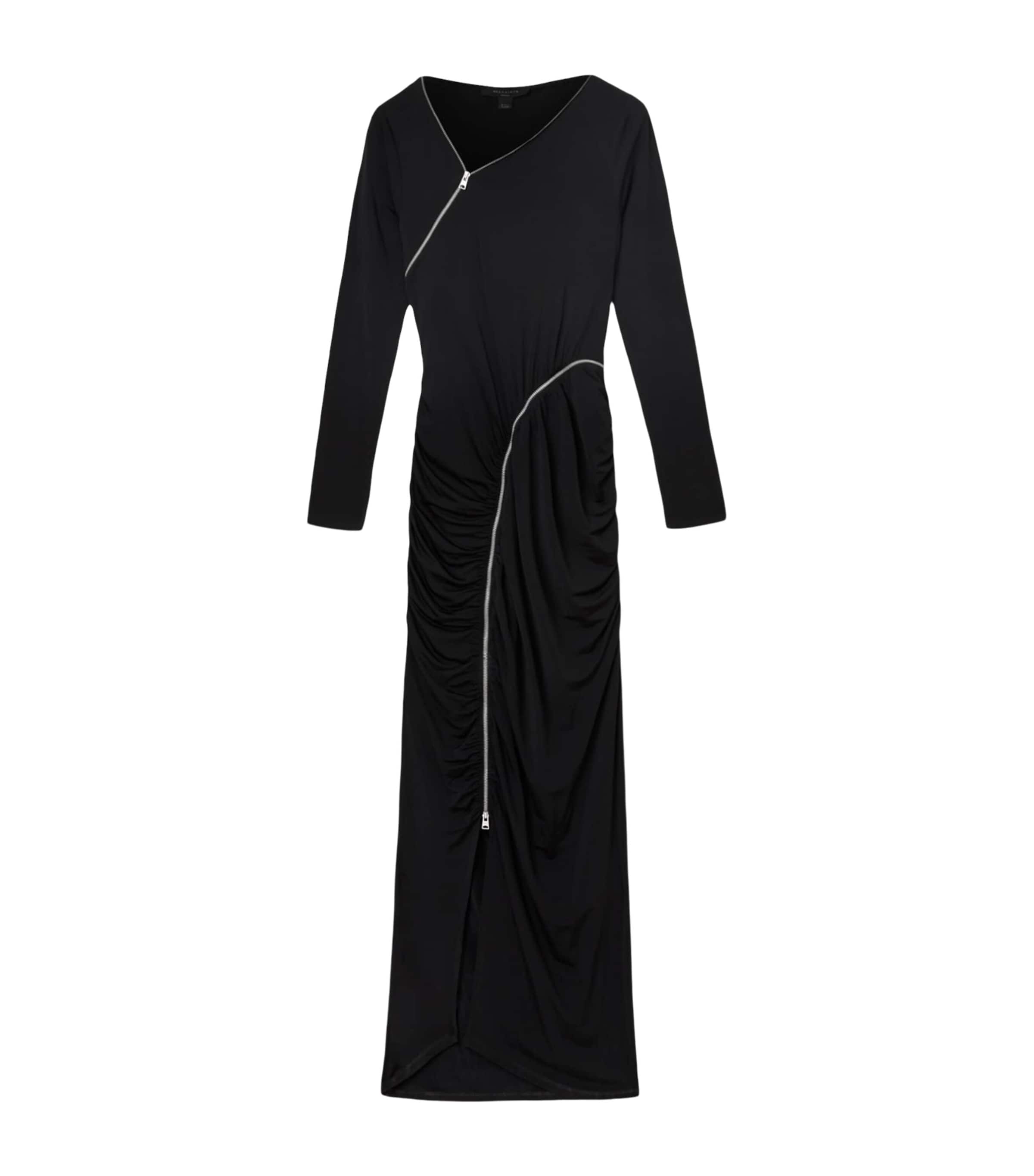 AllSaints Womens Zipper-Detail Elsie Maxi Dress Black