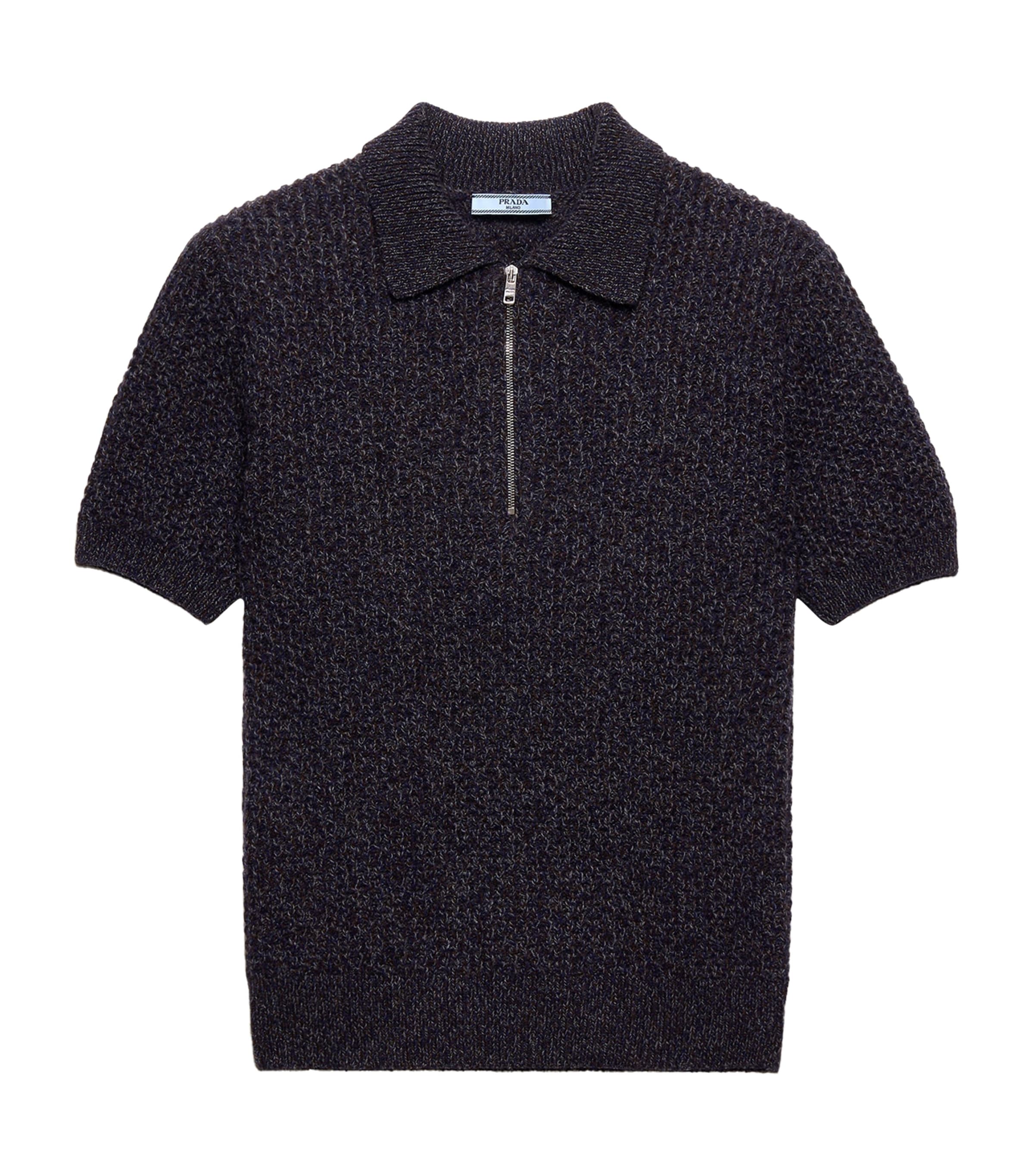Prada Womens Wool-Cashmere Polo Sweater Brown